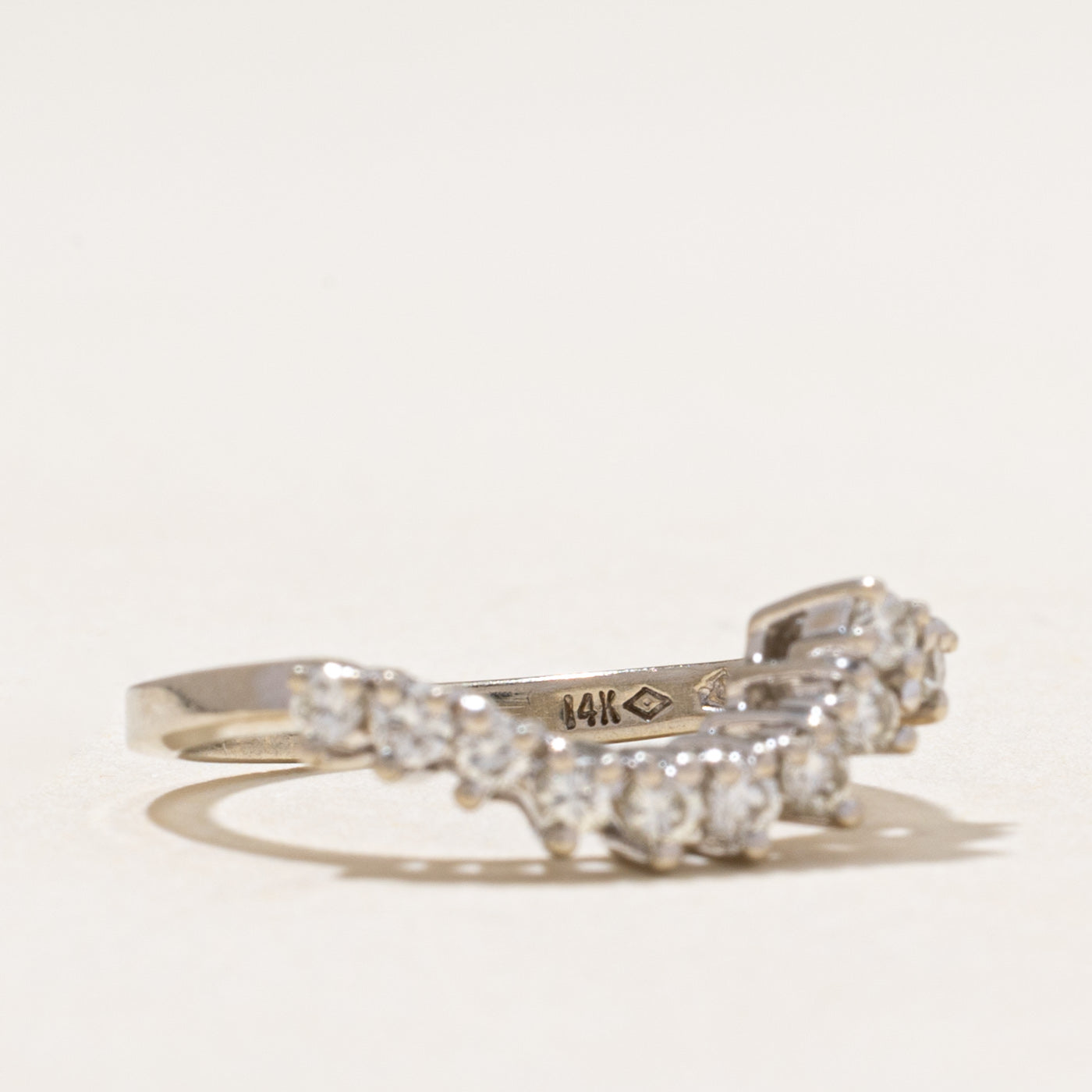 White Gold Semi Eternity Diamond Contour Ring | 0.34ctw | SZ 5.5