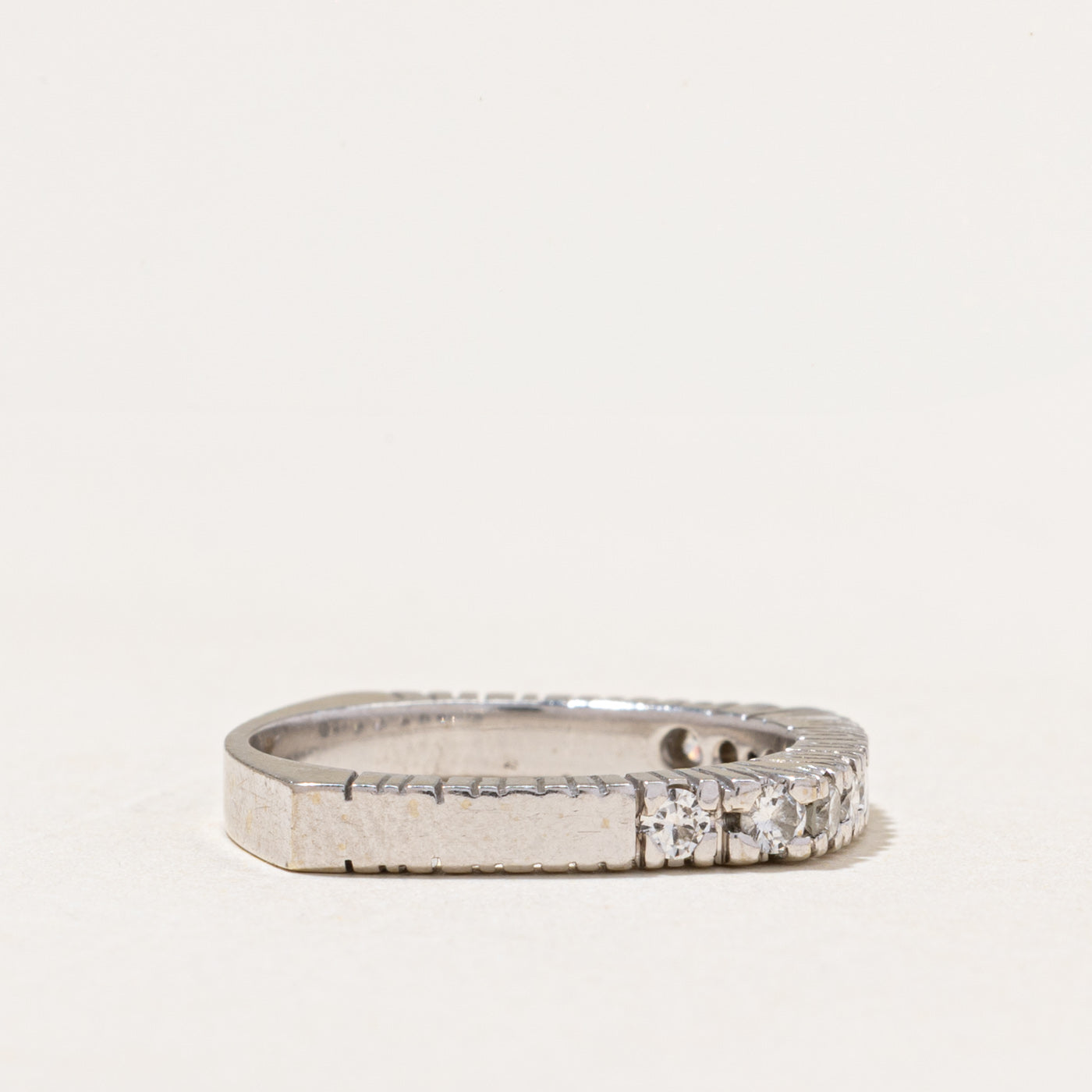 Semi Eternity Diamond Soft Square Ring | 0.45ctw | SZ 7.75