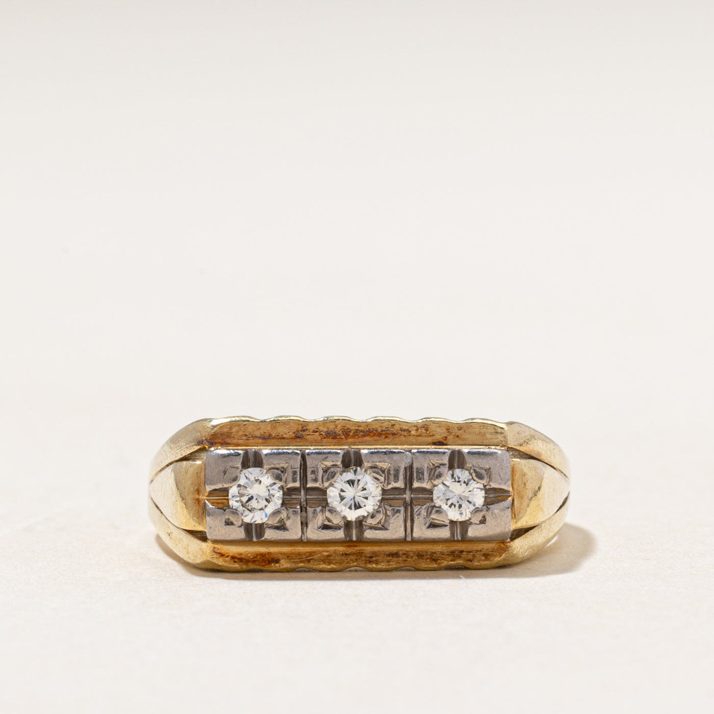 Two Tone Gold Three Stone Diamond Ring | 0.15ctw | SZ 8