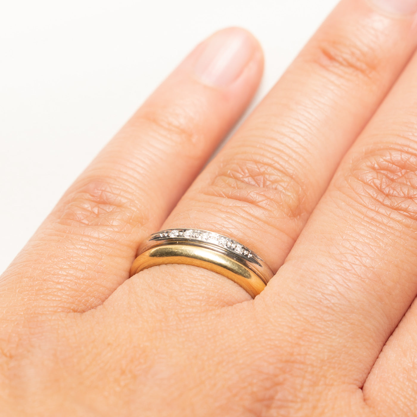 18k Two-Tone Diamond Stacked Band | 0.03ctw | 5.50mm | SZ 7.25
