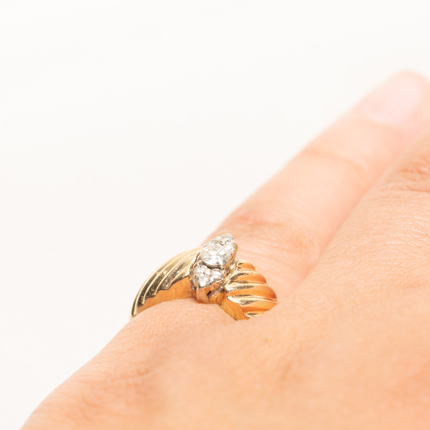 Diamond Marquise Cluster Grooved Ring | 0.24ctw | SZ 5