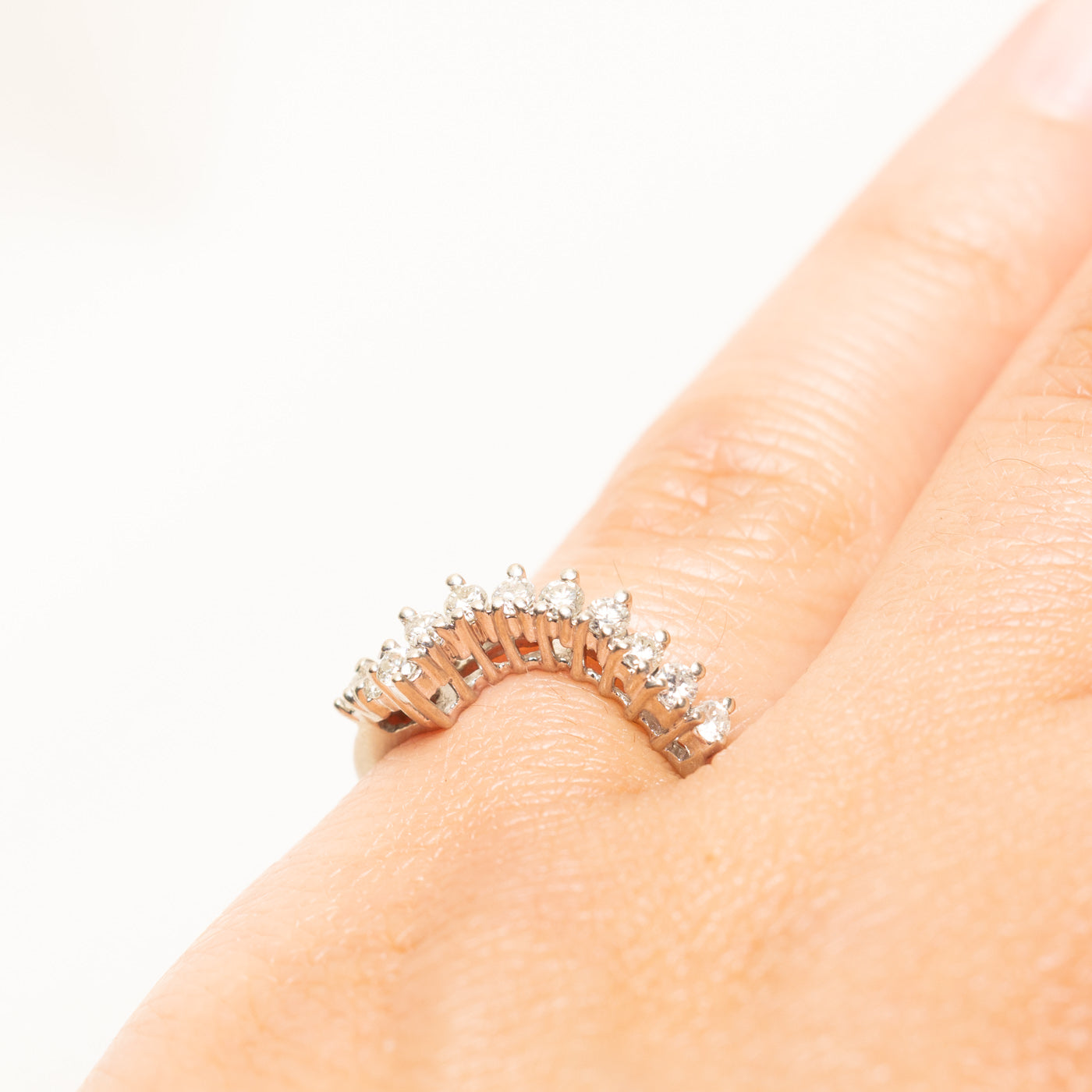 White Gold Semi Eternity Diamond Contour Ring | 0.34ctw | SZ 5.5