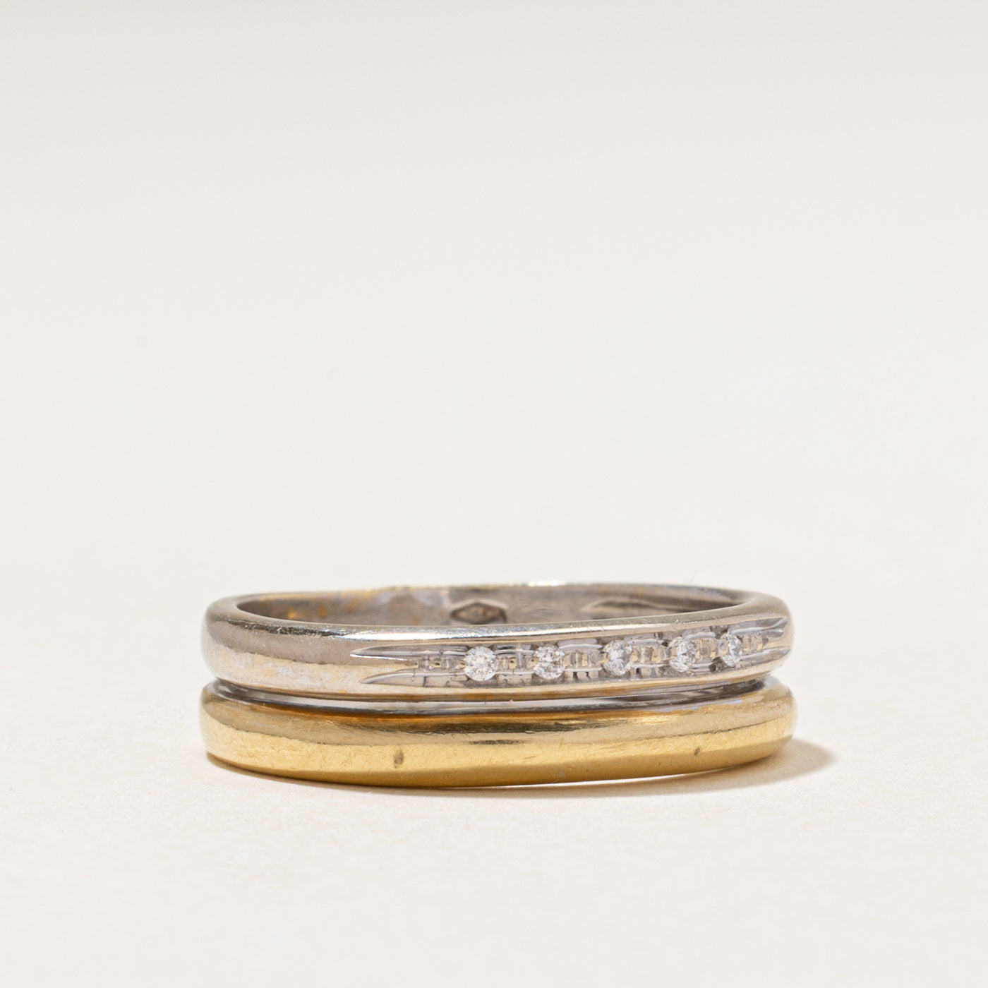 18k Two-Tone Diamond Stacked Band | 0.03ctw | 5.50mm | SZ 7.25