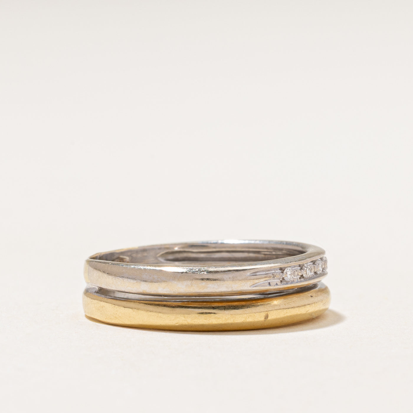 18k Two-Tone Diamond Stacked Band | 0.03ctw | 5.50mm | SZ 7.25