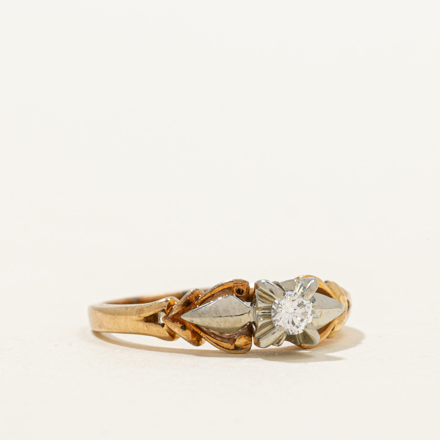 Two Tone Solitaire Diamond Ring | 0.10ct | SZ 5.5