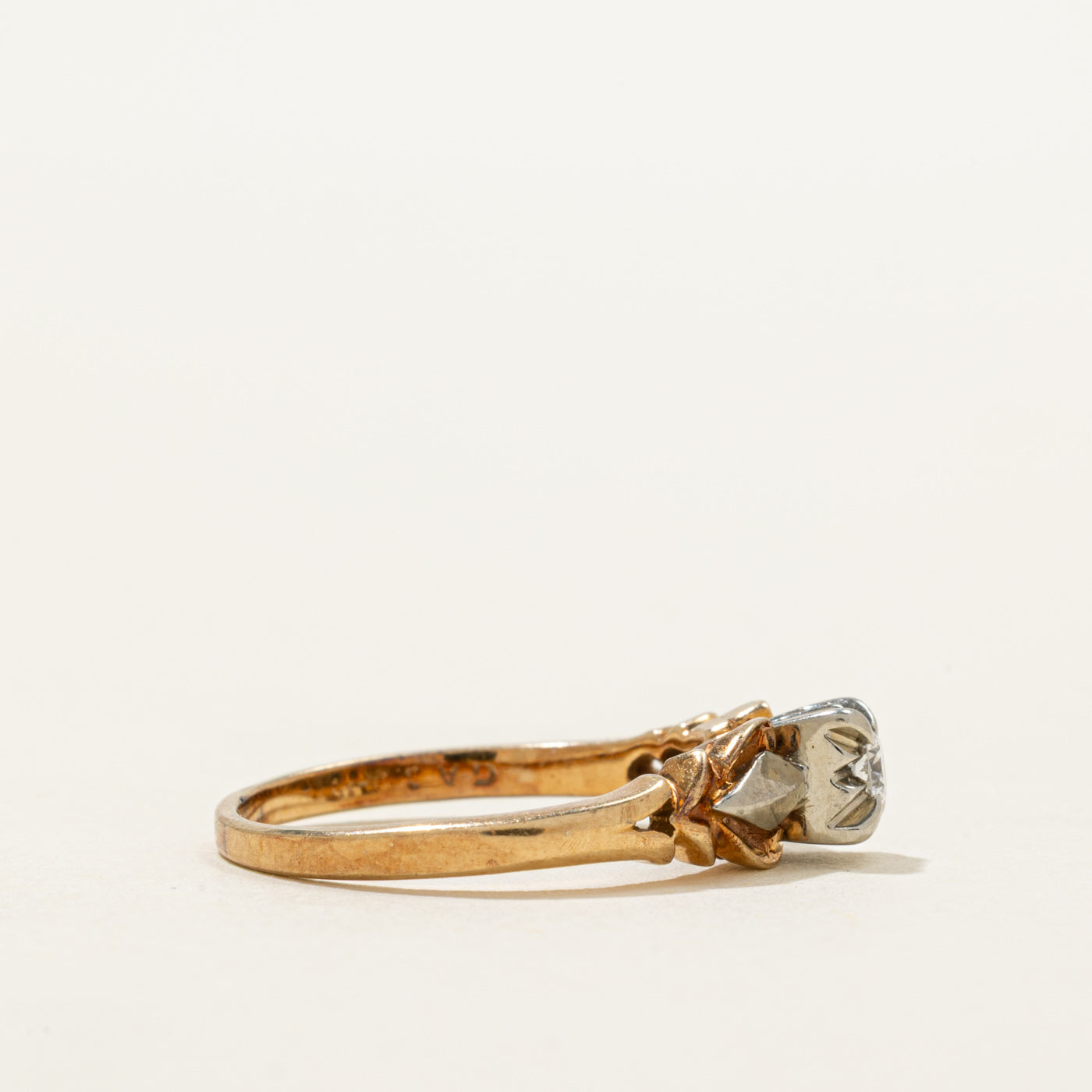 Two Tone Solitaire Diamond Ring | 0.10ct | SZ 5.5