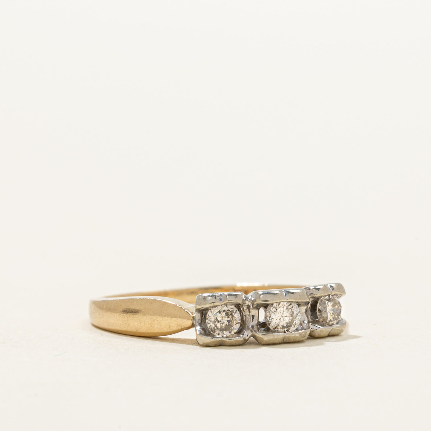 Three Stone Diamond Perforated Heart Ring | 0.25ctw | SZ 7