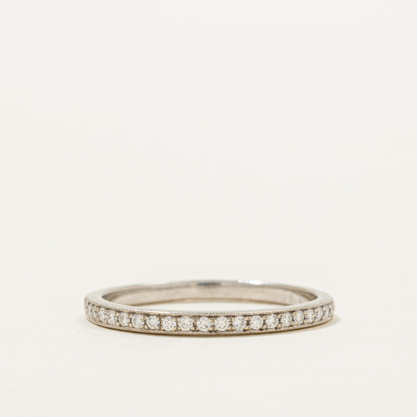 Semi Eternity Diamond Milgrained Thin Band | 0.15ctw | 1.8mm | SZ 8.25