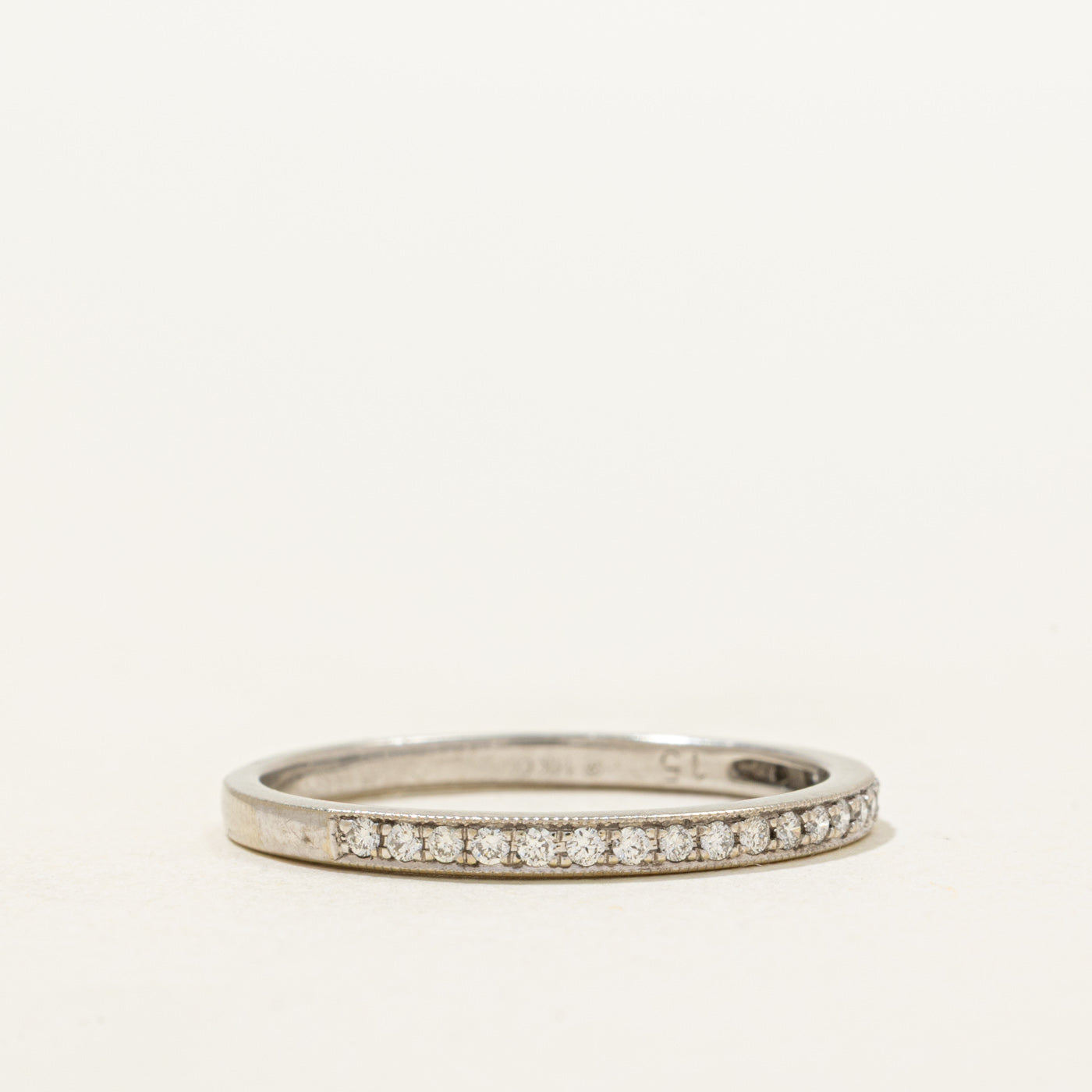 Semi Eternity Diamond Milgrained Thin Band | 0.15ctw | 1.8mm | SZ 8.25