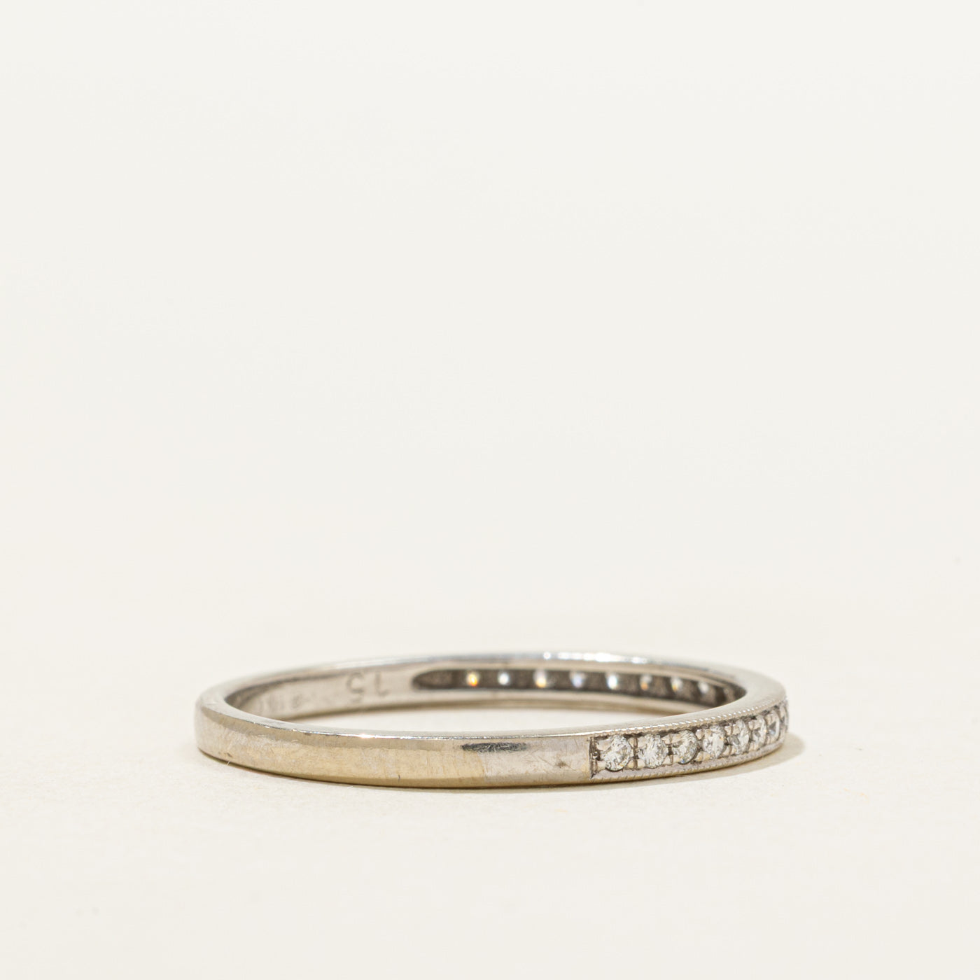 Semi Eternity Diamond Milgrained Thin Band | 0.15ctw | 1.8mm | SZ 8.25