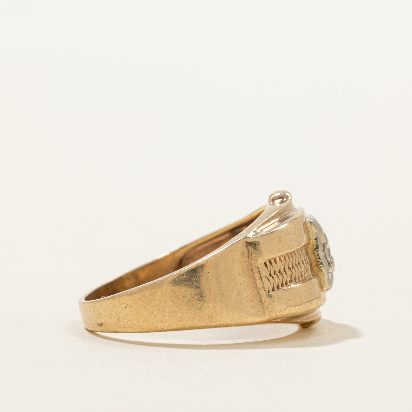 Two Tone Diamond Textured Statement Ring | 0.14ct | SZ 8