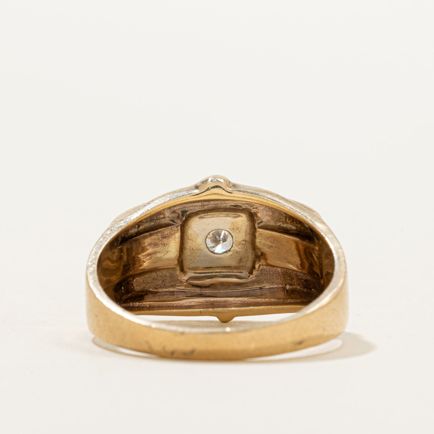 Two Tone Diamond Textured Statement Ring | 0.14ct | SZ 8