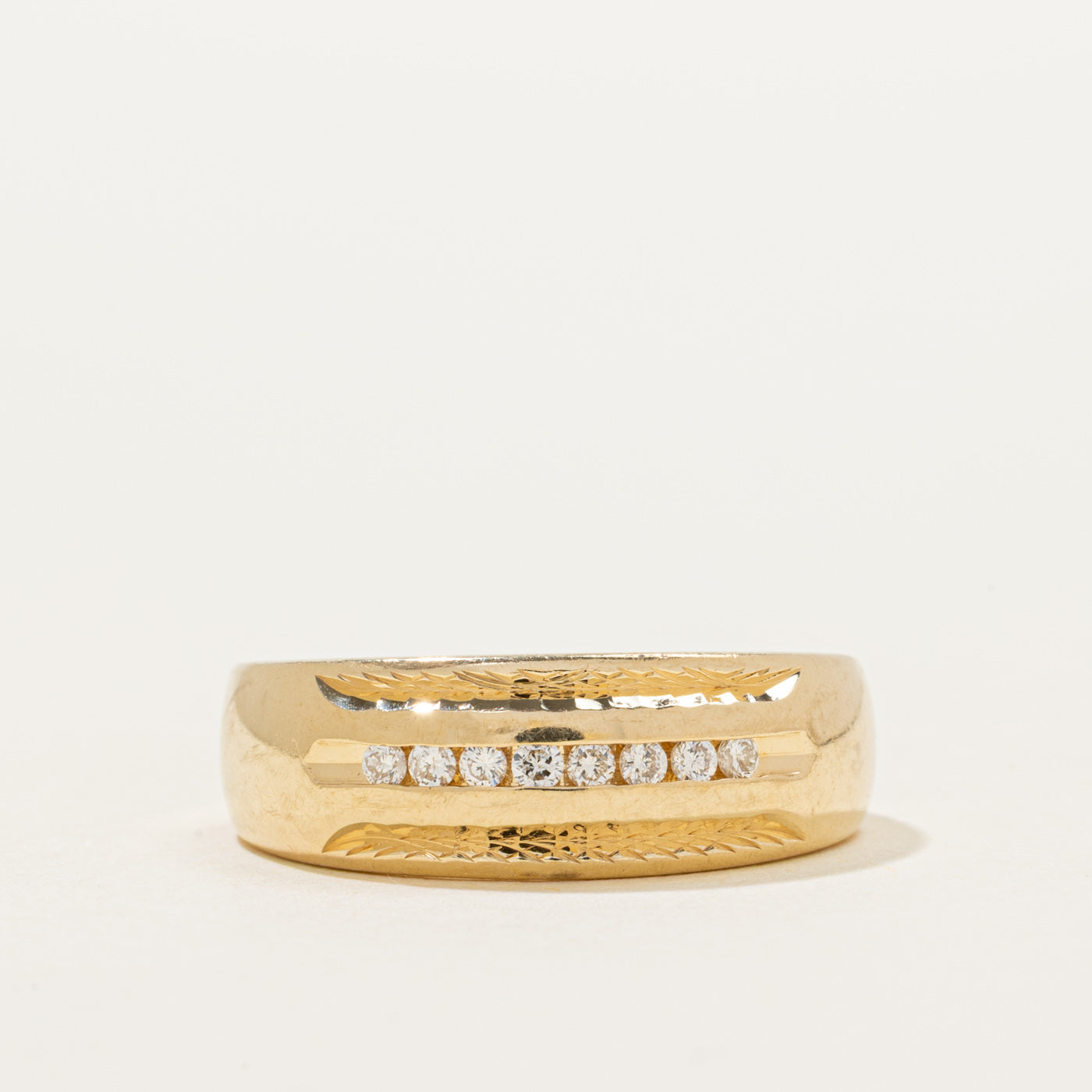 Channel Set Diamond Textured Dome Ring | 0.10ctw | SZ 7.5