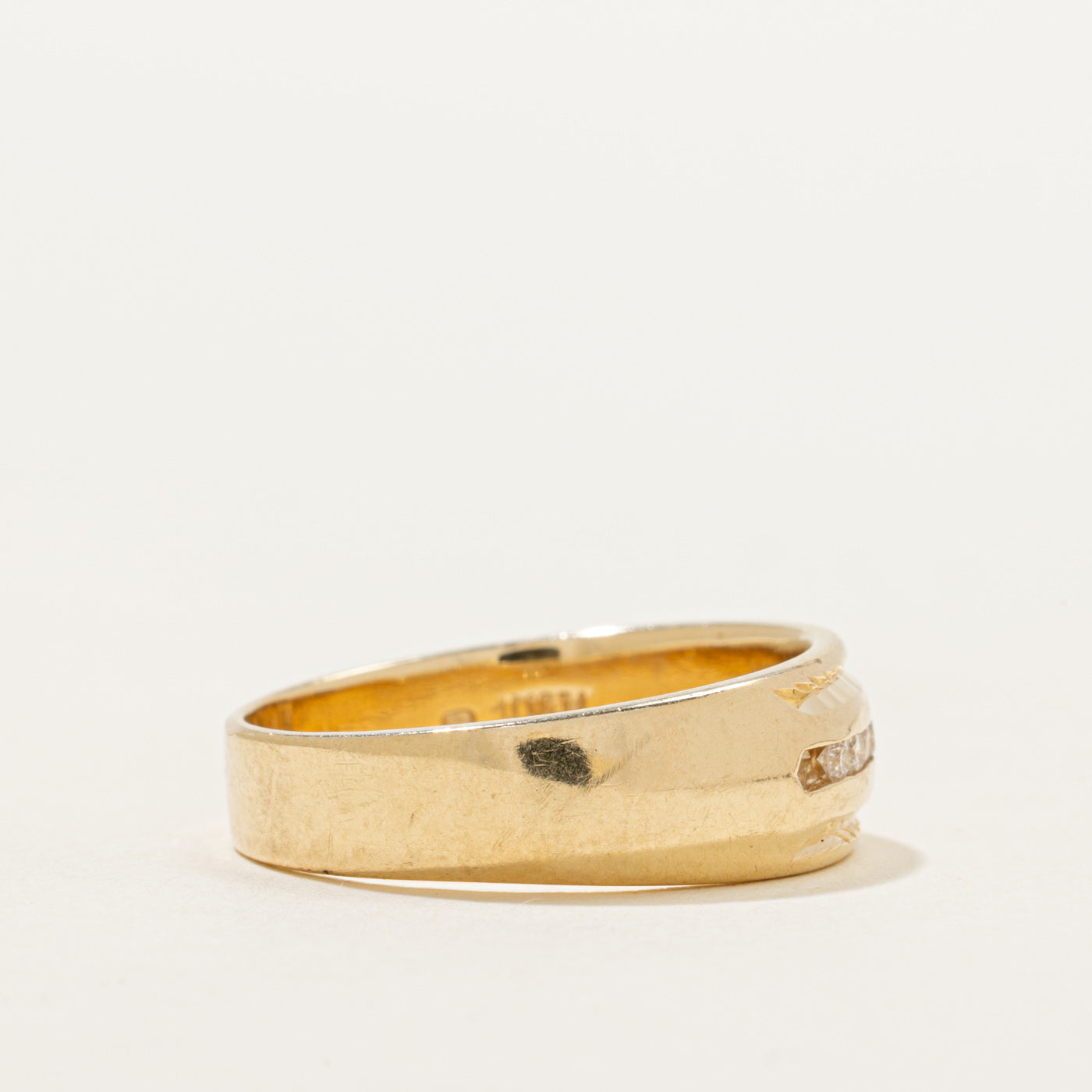 Channel Set Diamond Textured Dome Ring | 0.10ctw | SZ 7.5