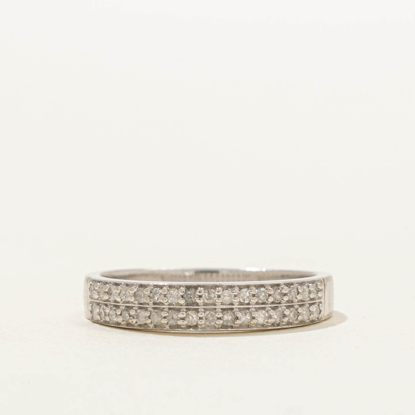 White Gold Pave Set Diamond Ring | 0.22ctw | SZ 7.25
