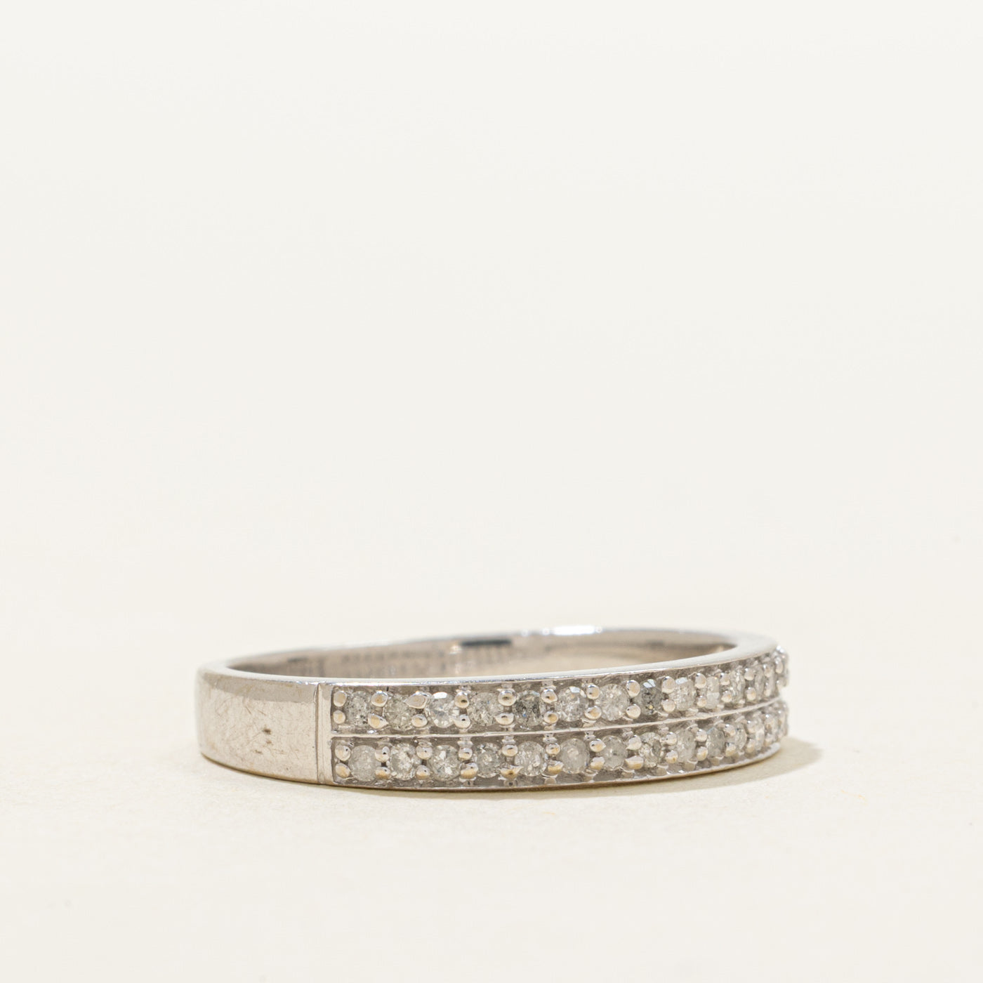 White Gold Pave Set Diamond Ring | 0.22ctw | SZ 7.25