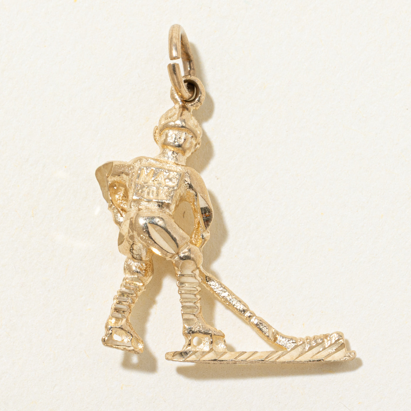 10k Yellow Gold Hockey Player Charm