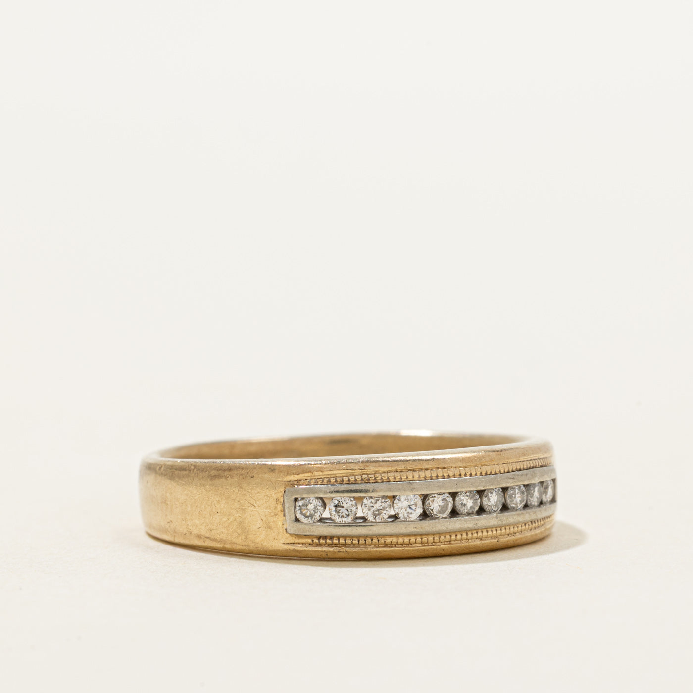 Channel Set Diamond Milgrained Ring | 0.15ctw | SZ 10