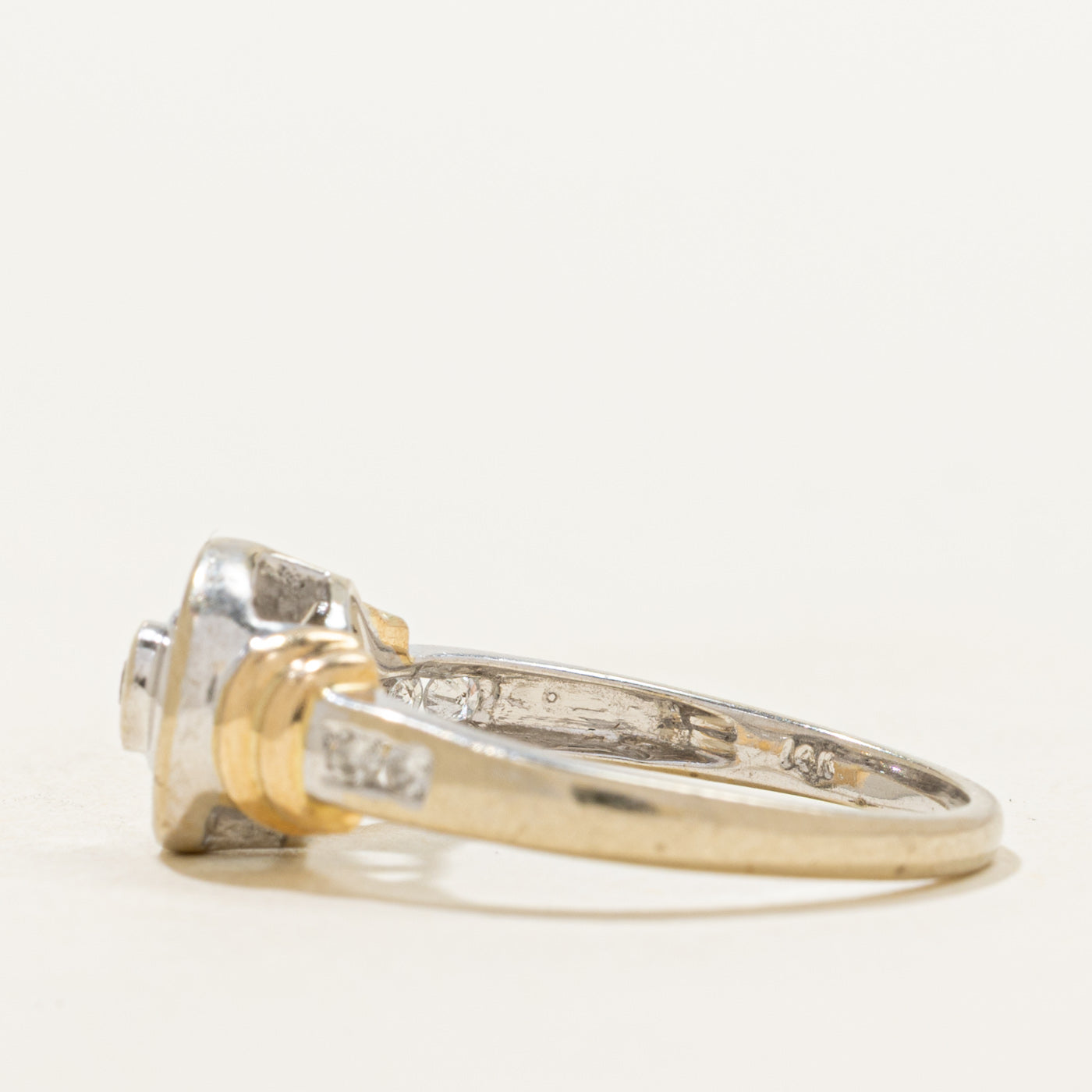 Two Tone Baguette Cut Diamond Halo Ring | 0.25ctw | SZ 7