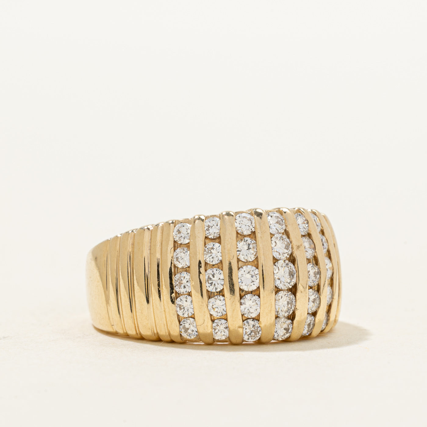 Multi Column Diamond Fluted Dome Ring | 0.91ctw | SZ 7.5