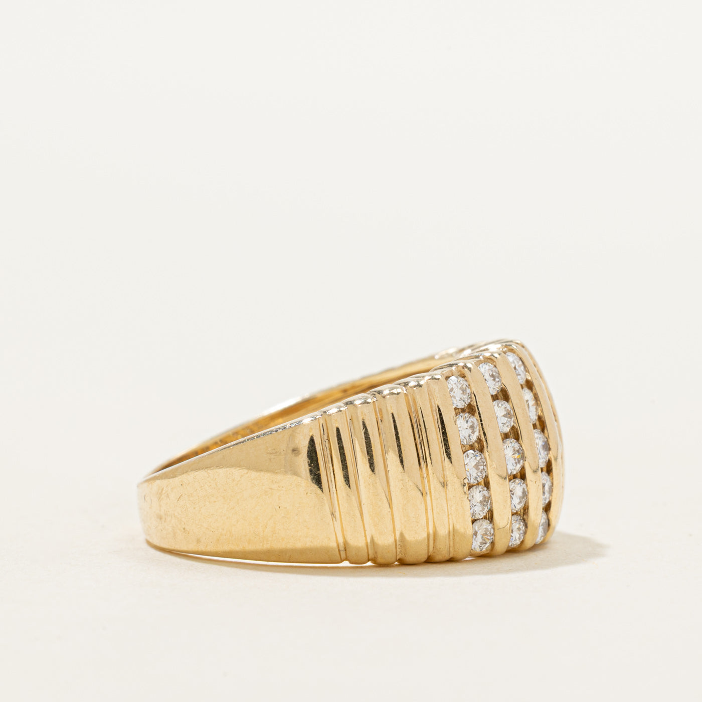 Multi Column Diamond Fluted Dome Ring | 0.91ctw | SZ 7.5