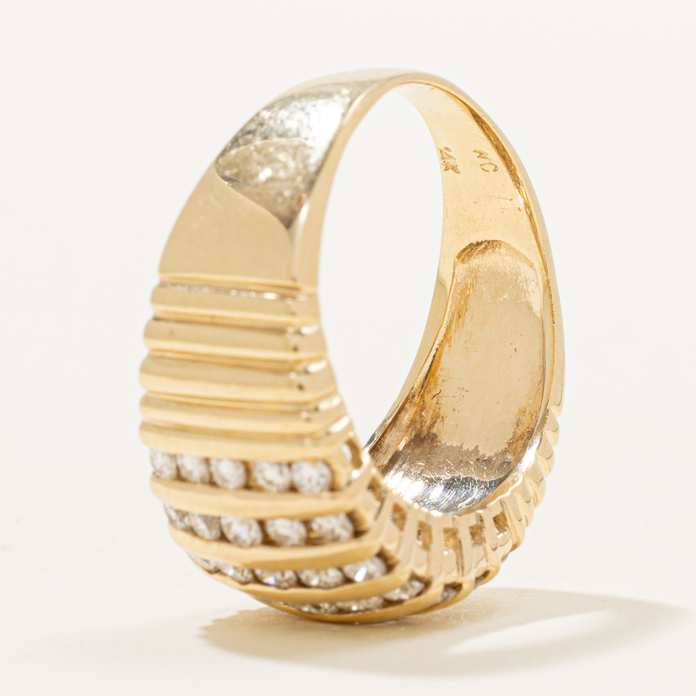 Multi Column Diamond Fluted Dome Ring | 0.91ctw | SZ 7.5