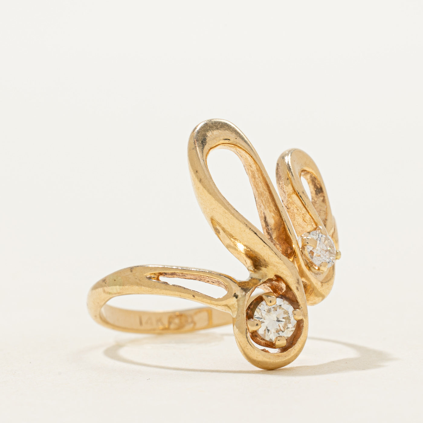 Two Stone Diamond Abstract Ring | 0.27ctw | SZ 8