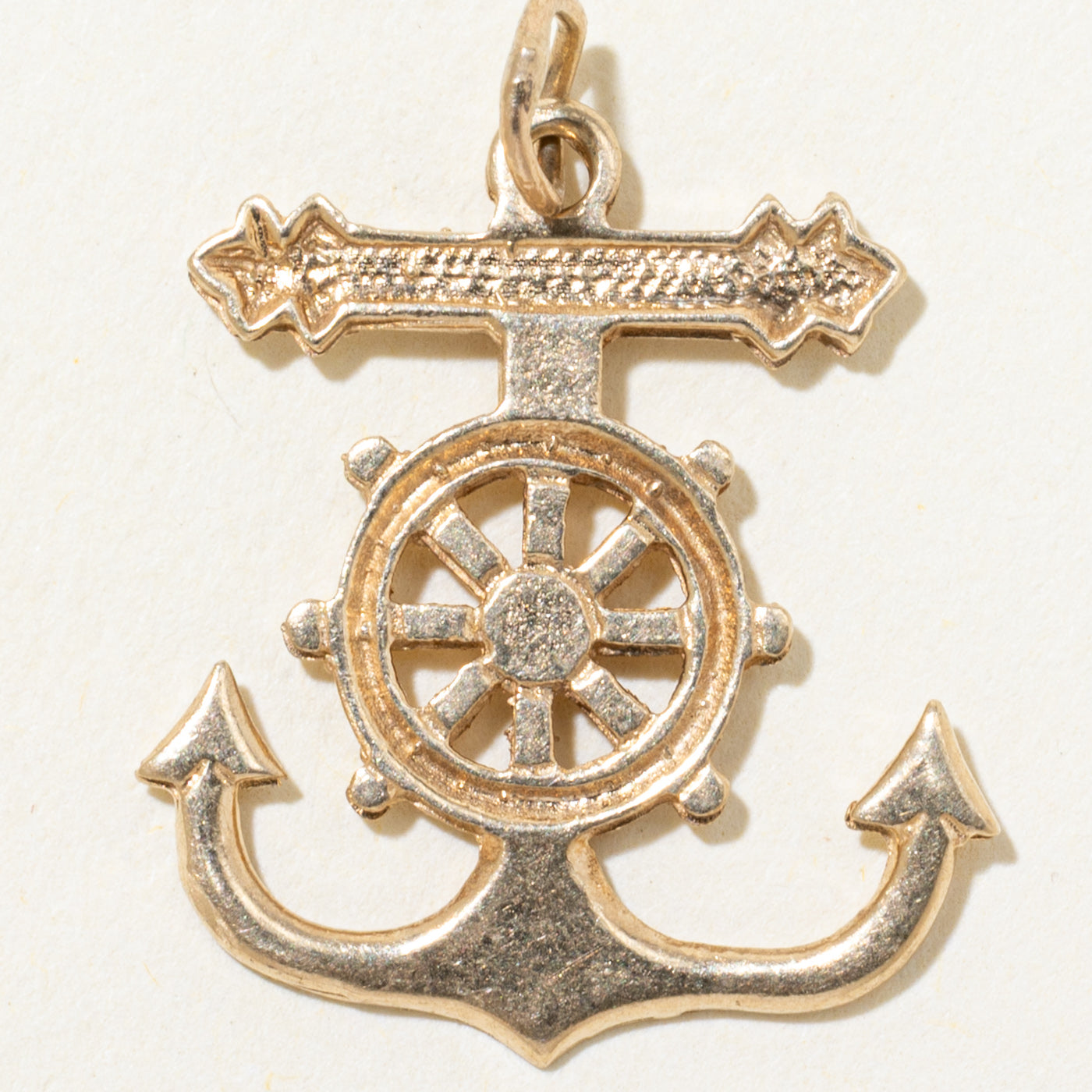 10k Yellow Gold Ship Anchor and Helm Charm