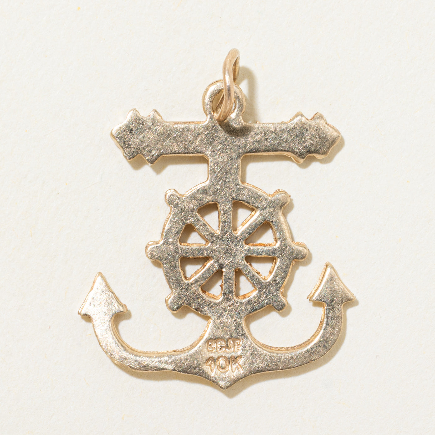 10k Yellow Gold Ship Anchor and Helm Charm