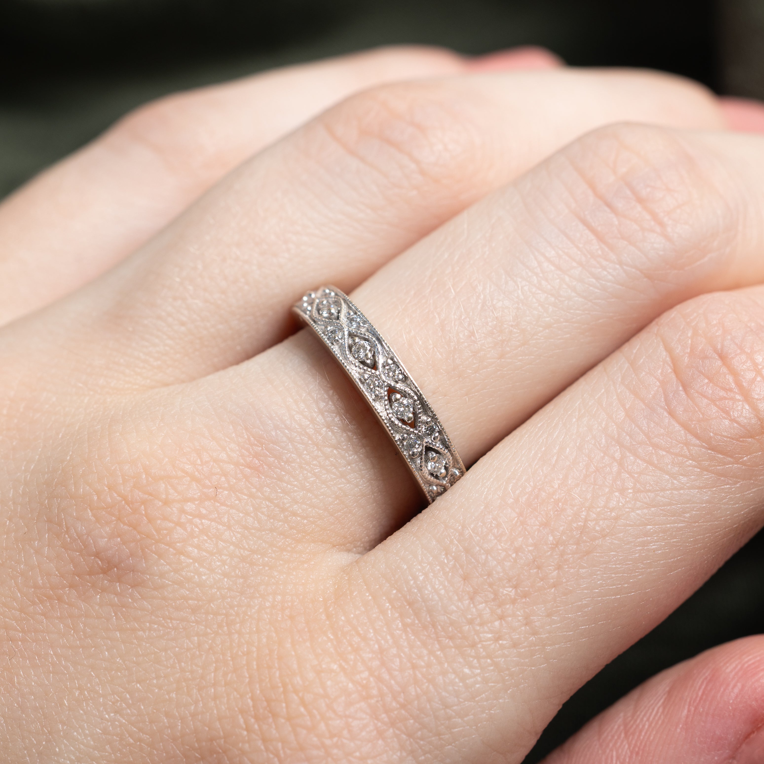 Diamond Ornate Milgrained Ring | 0.25ctw | SZ 6.5