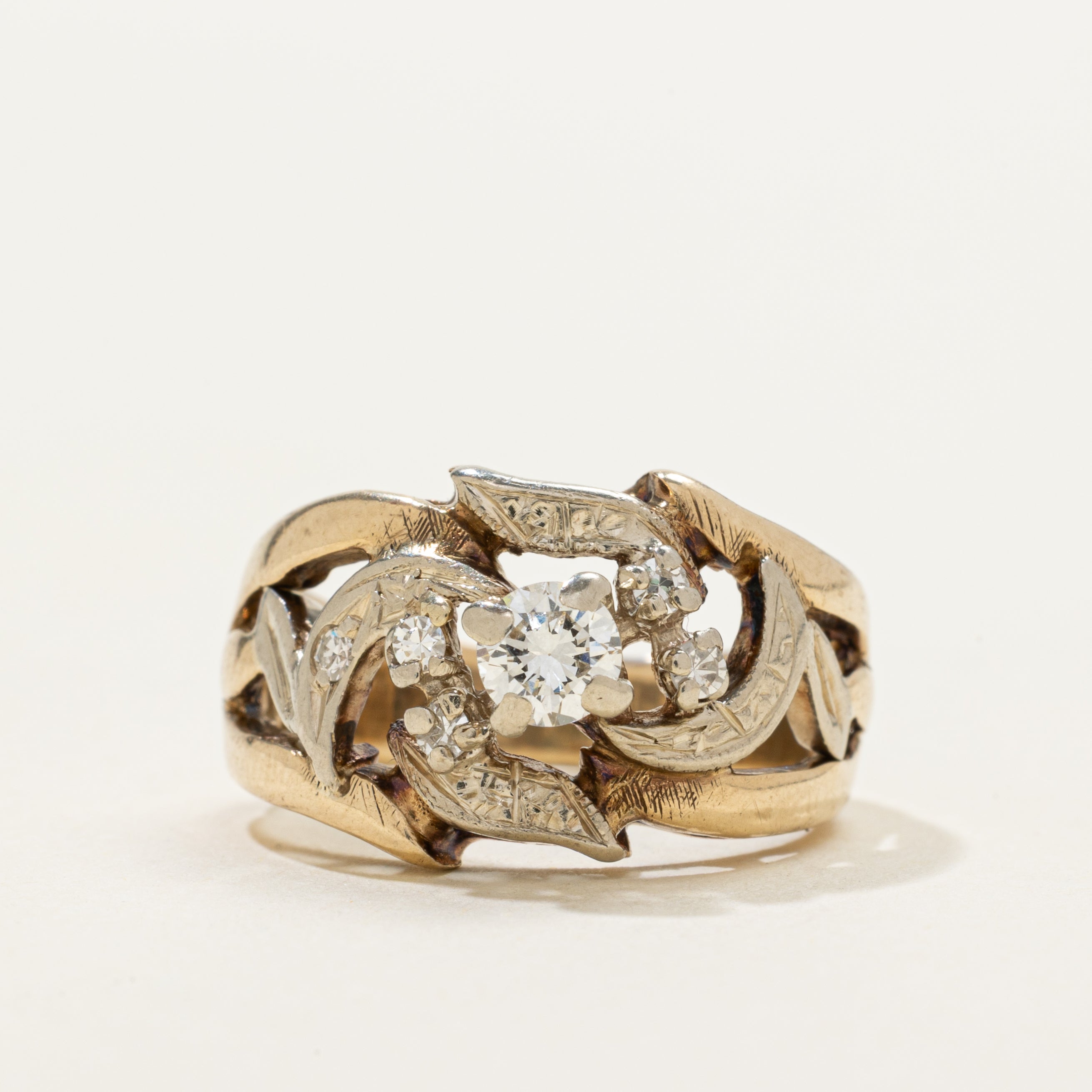 Two Tone Diamond Openwork Ring | 0.36ctw | SZ 5