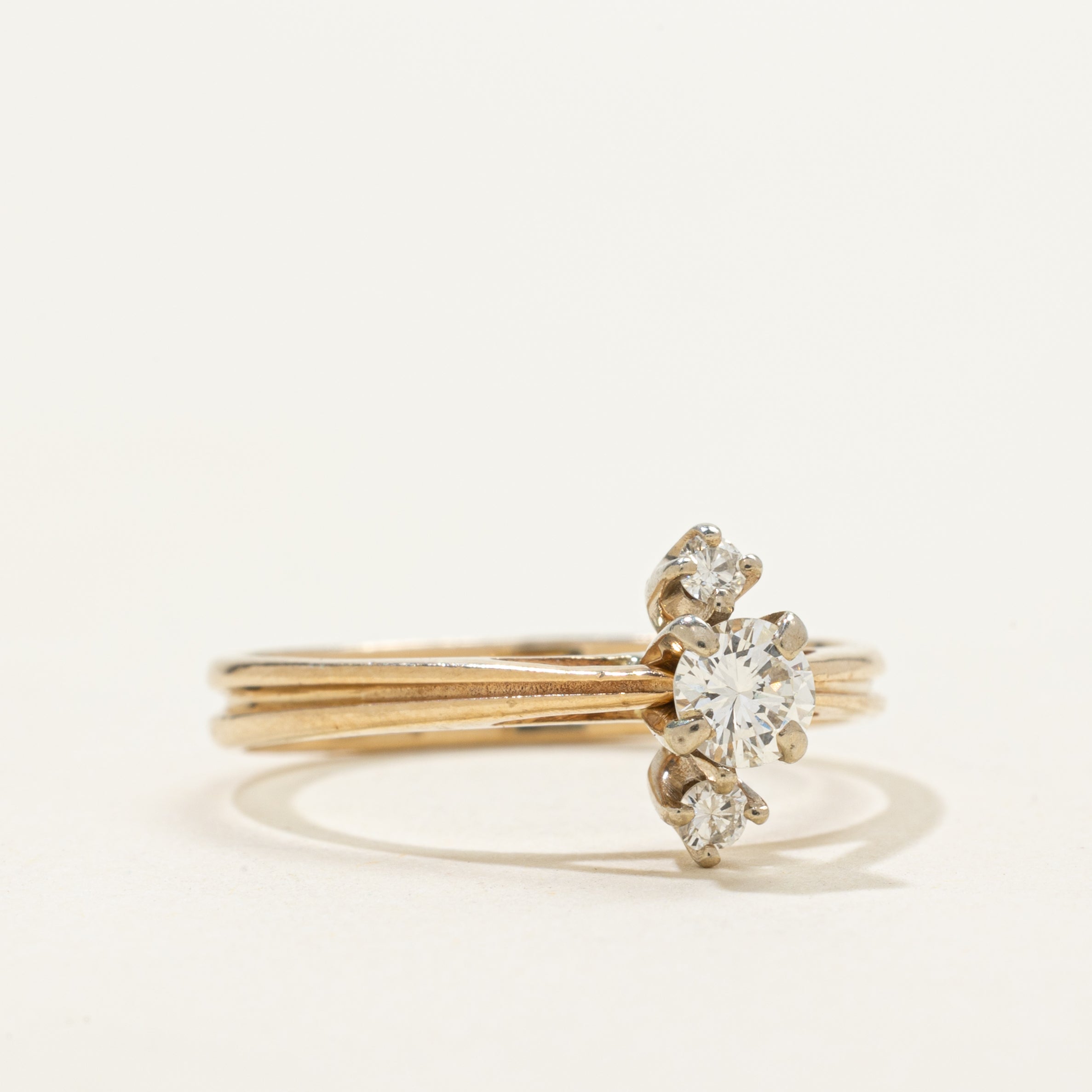 Three Stone Diamond Column Ring | 0.30ctw | SZ 7