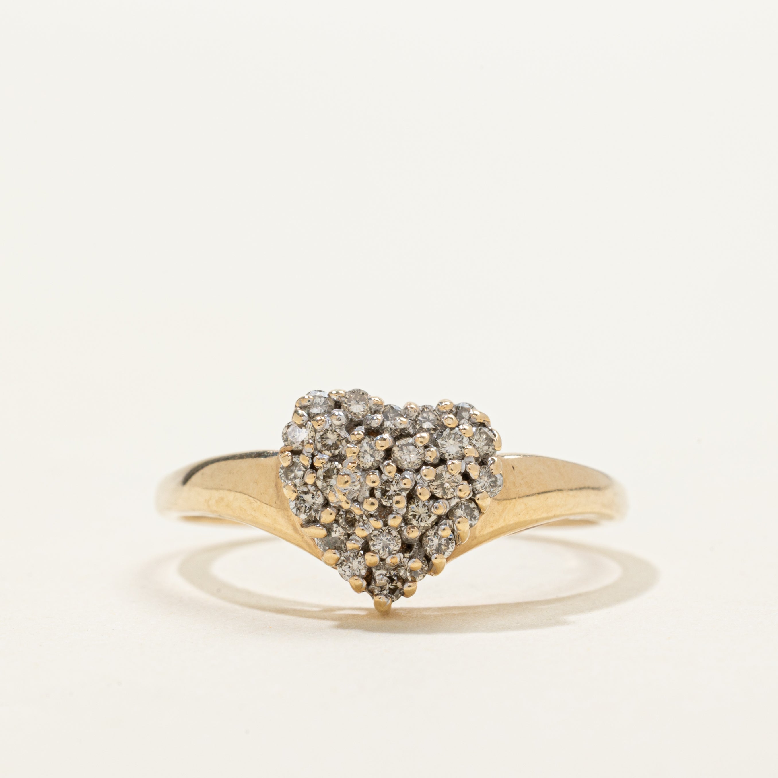 Sheffield Hallmarked Pave Set Diamond Cluster Heart Ring | 0.25ct | SZ 8.75
