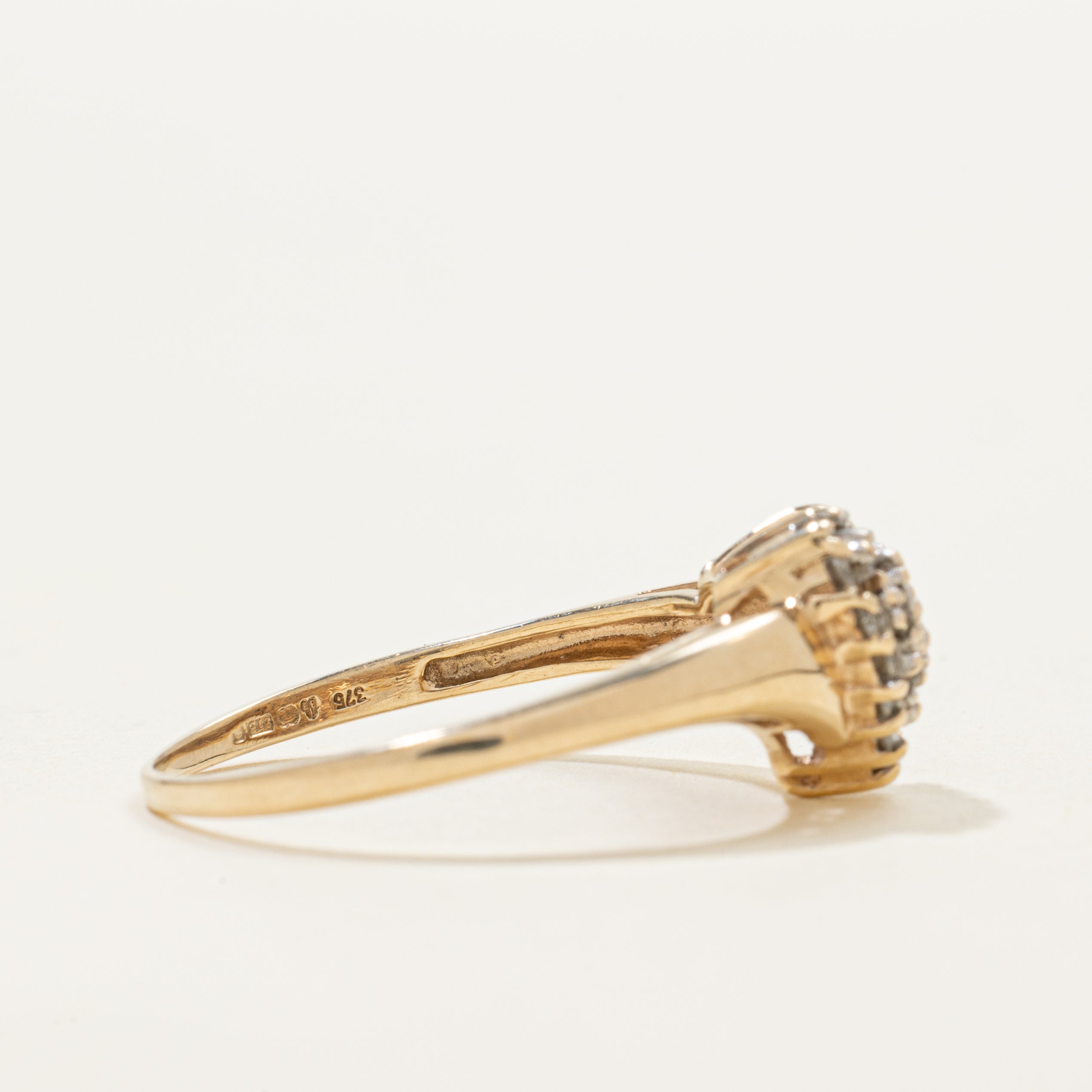 Sheffield Hallmarked Pave Set Diamond Cluster Heart Ring | 0.25ct | SZ 8.75