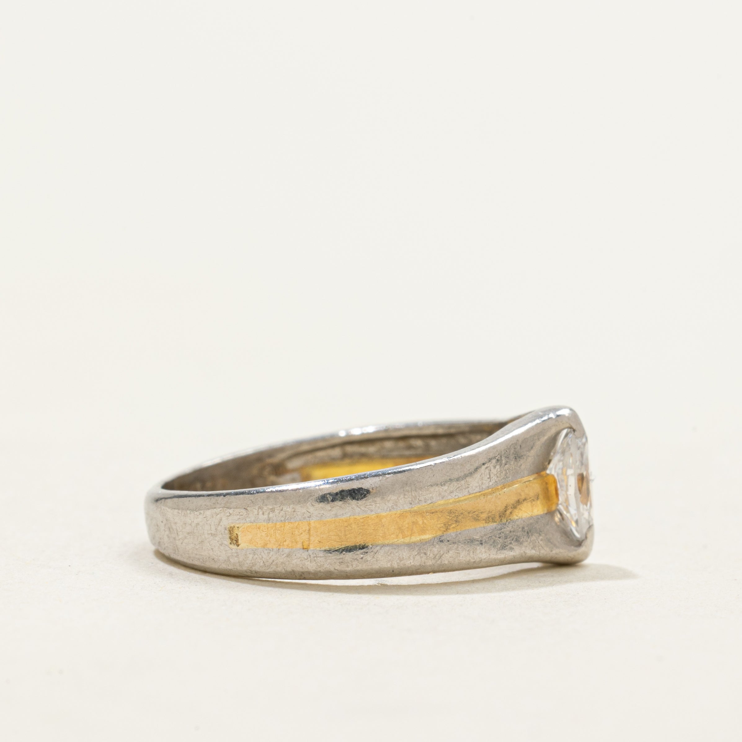 Two Tone Marquise Cut Diamond Ring | 0.19ct | SZ 2.5