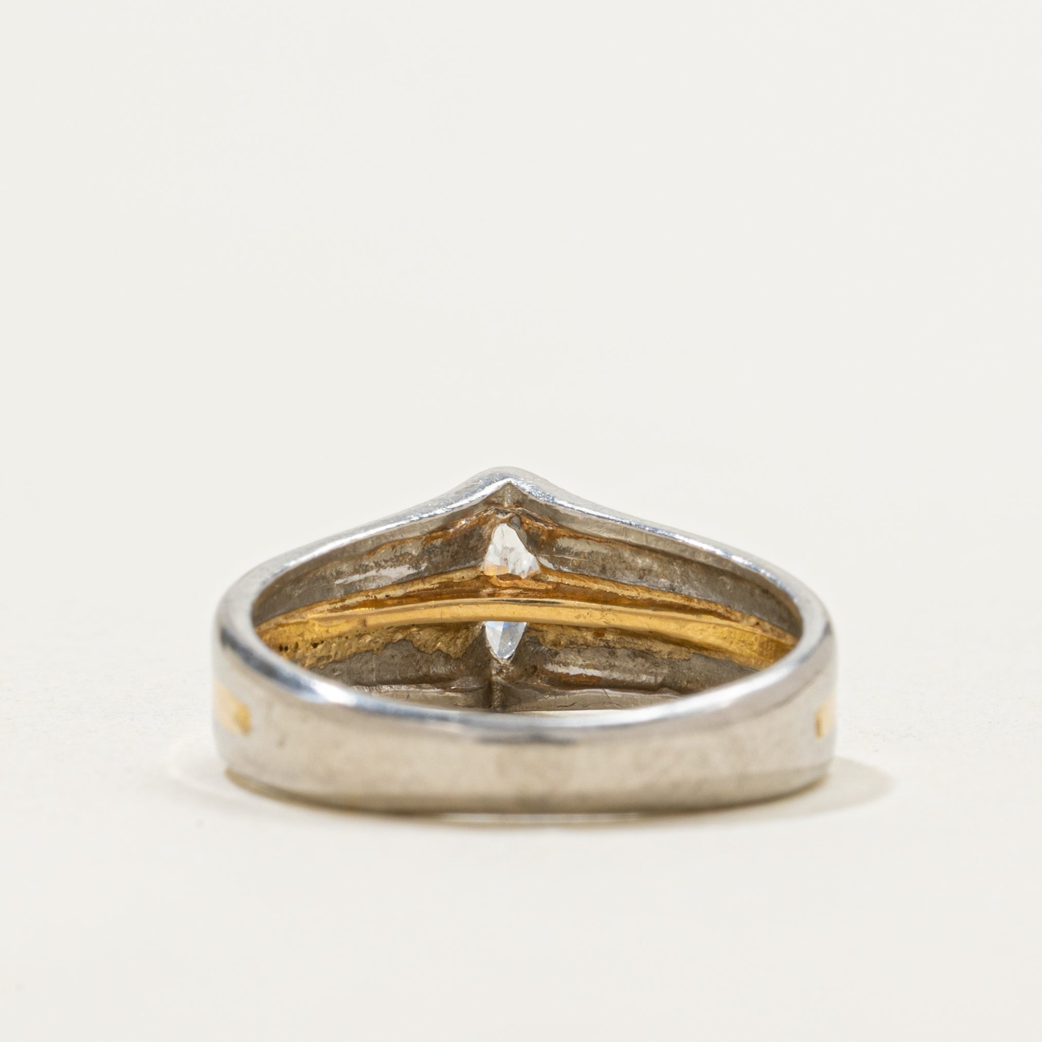 Two Tone Marquise Cut Diamond Ring | 0.19ct | SZ 2.5