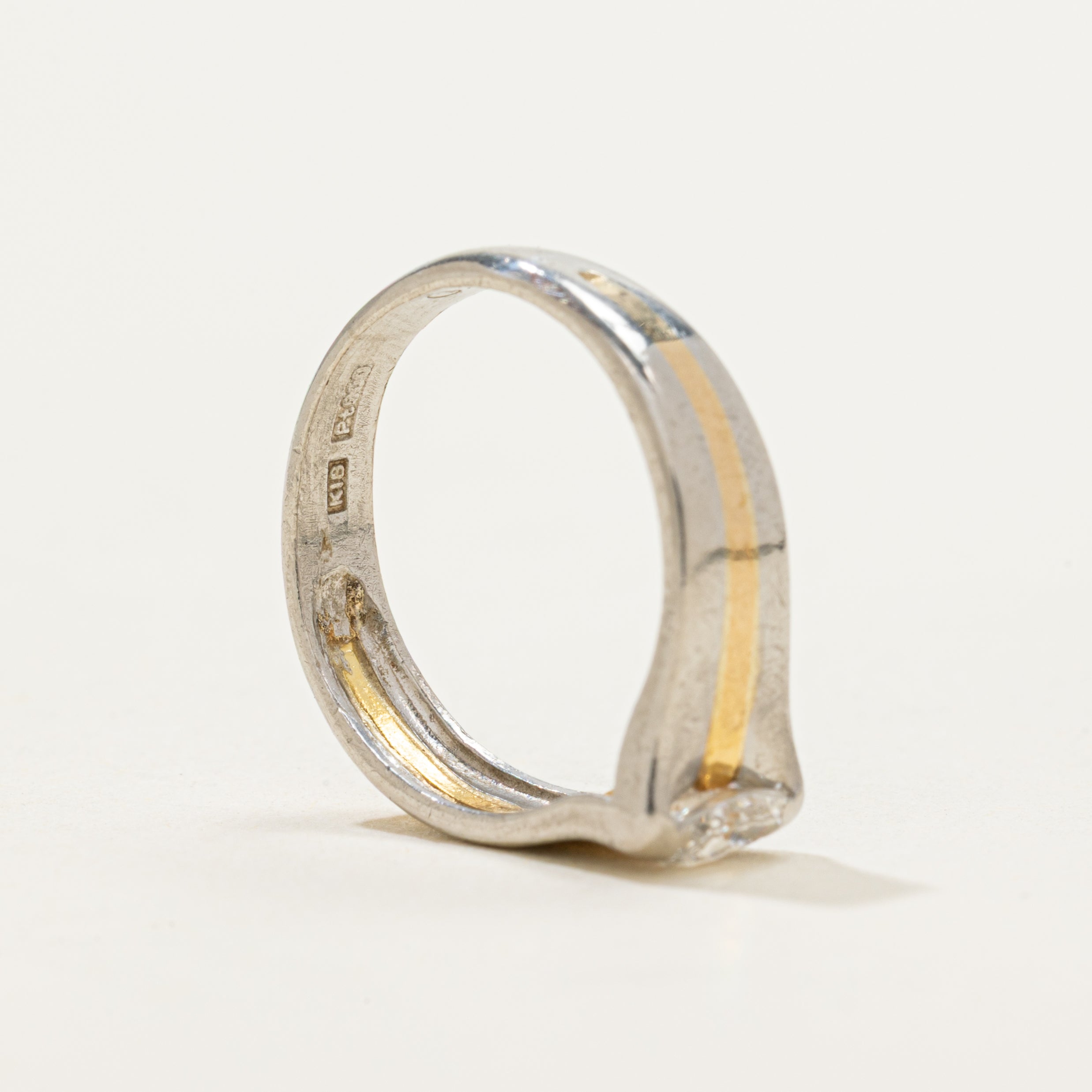 Two Tone Marquise Cut Diamond Ring | 0.19ct | SZ 2.5