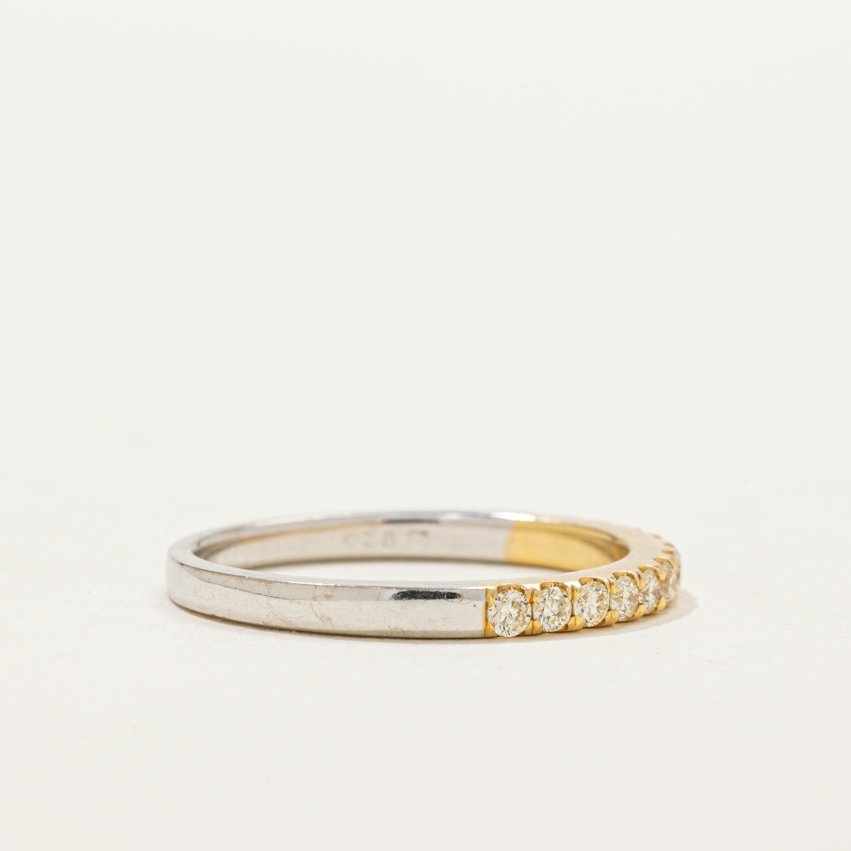 Alliance semi-éternité bicolore en diamants | 0,38 ct | Taille 8,5