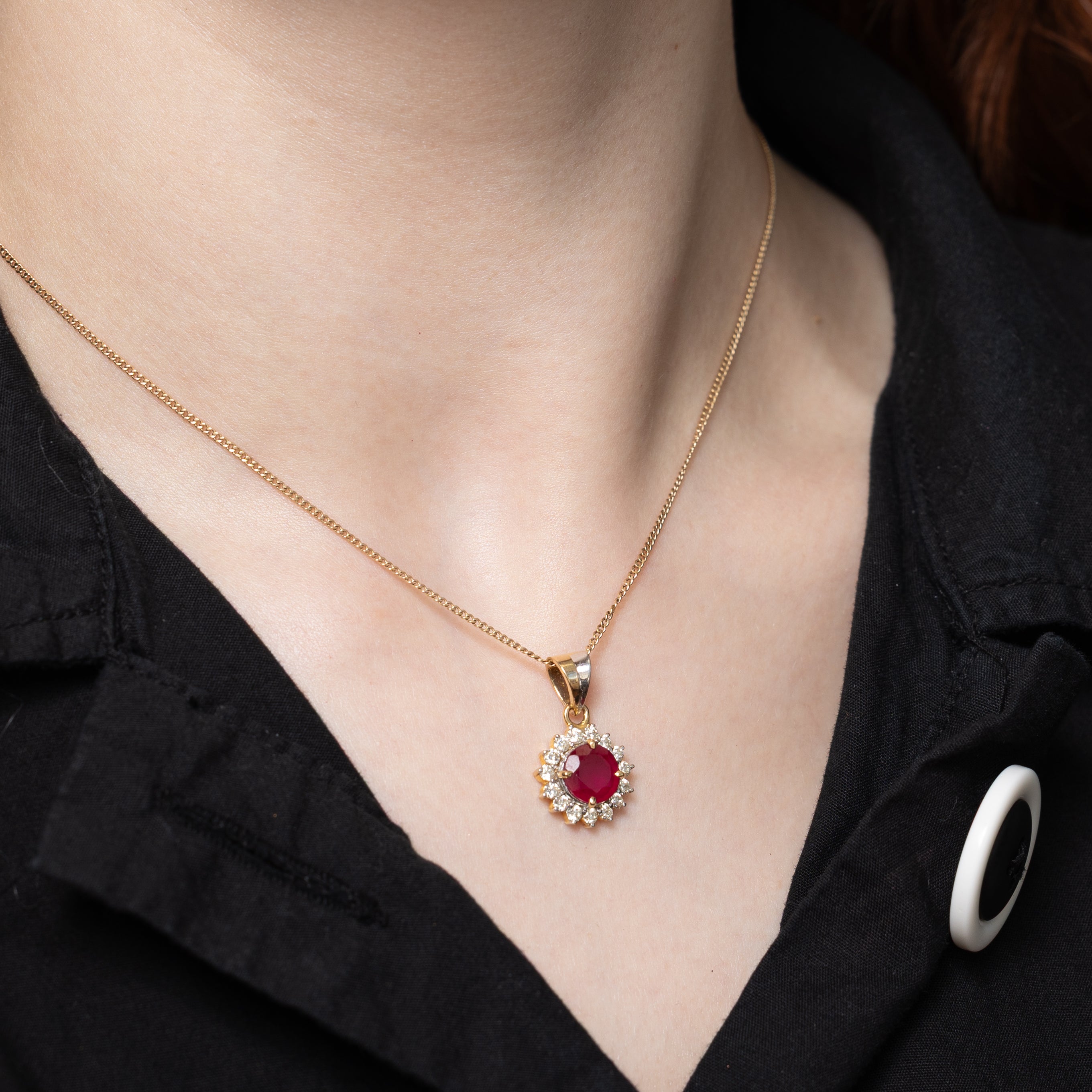 Ruby & Diamond Petal Pendant | 1.48ct, 0.42ctw