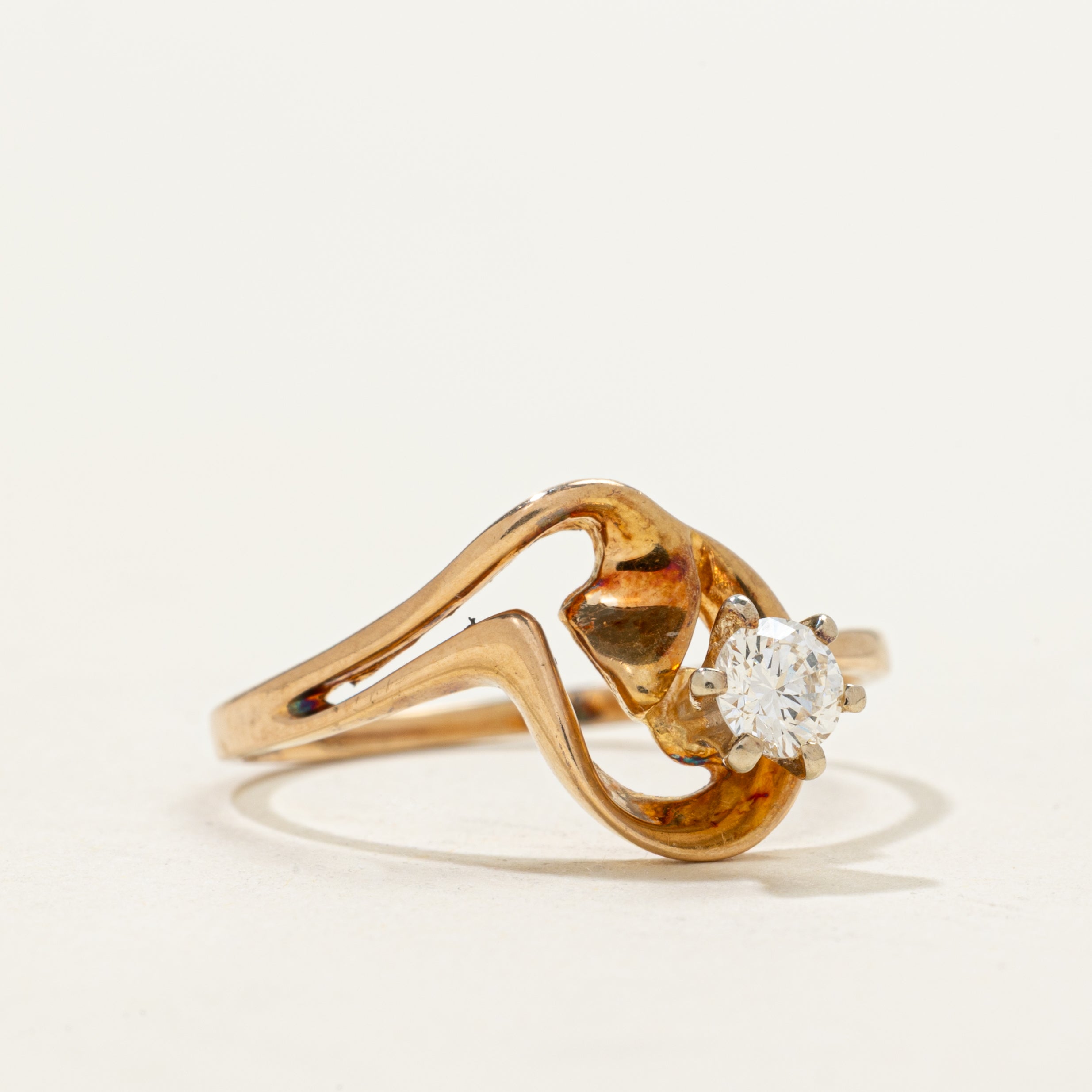 18k Solitaire Diamond Abstract Ring | 0.22ct | SZ 8