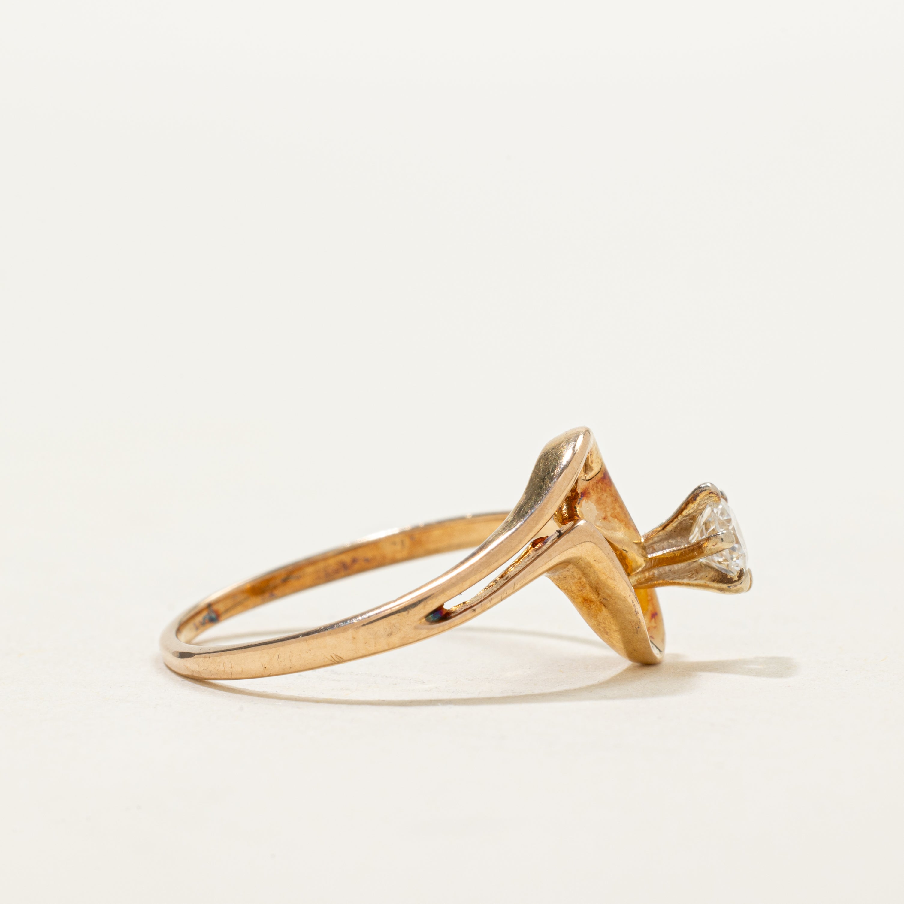 18k Solitaire Diamond Abstract Ring | 0.22ct | SZ 8