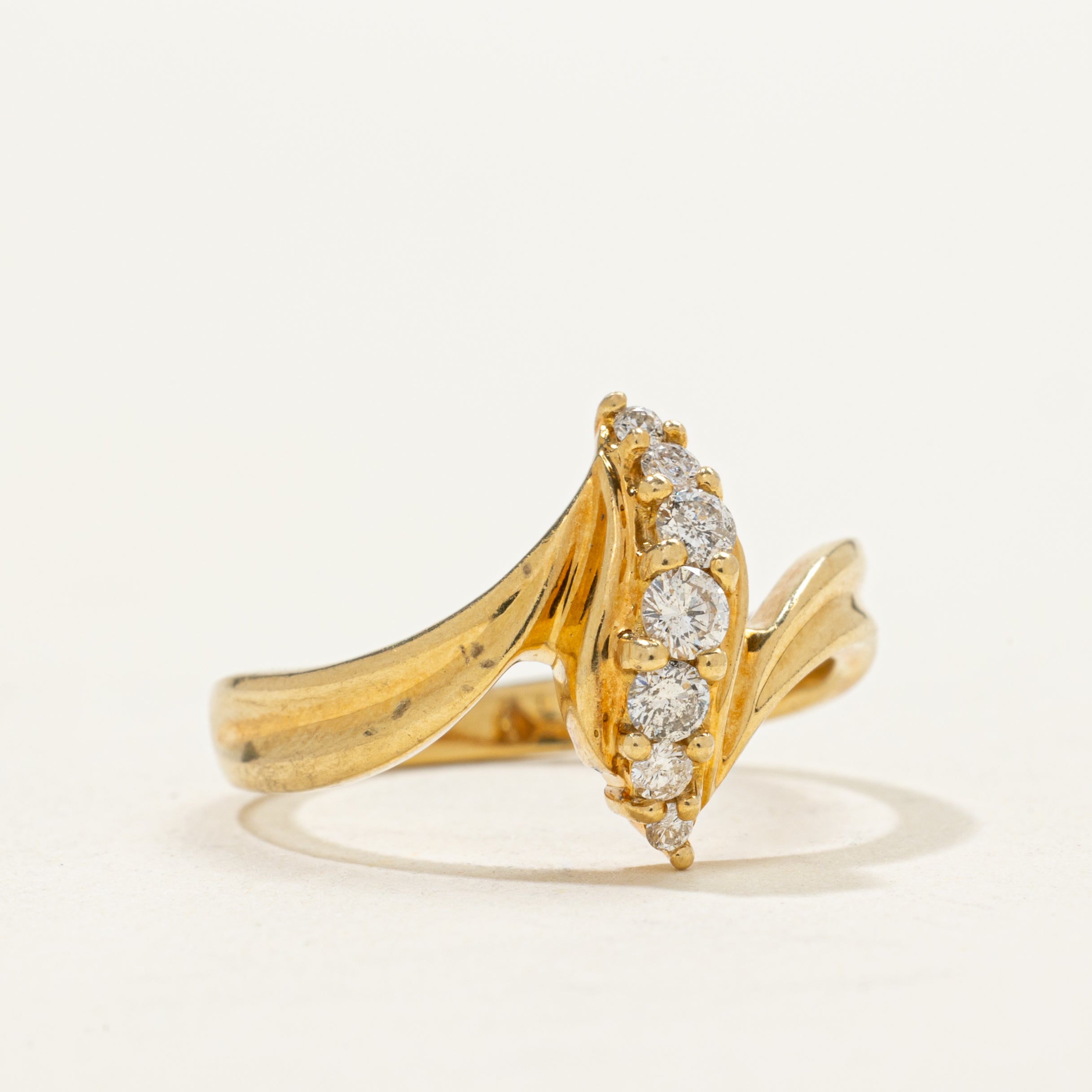 18k Diamond Waterfall Bypass Ring | 0.22ctw | SZ 6.5