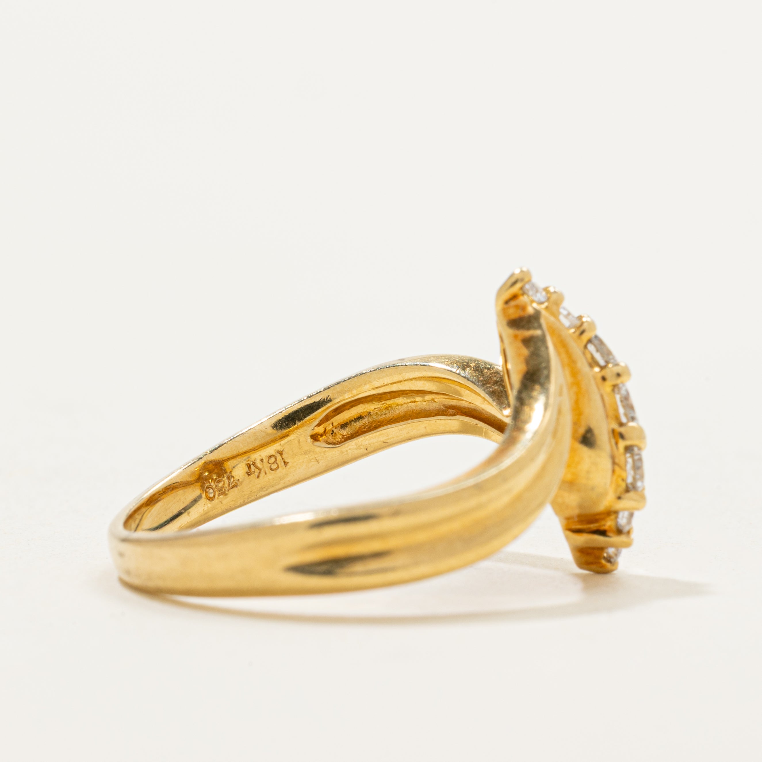 18k Diamond Waterfall Bypass Ring | 0.22ctw | SZ 6.5