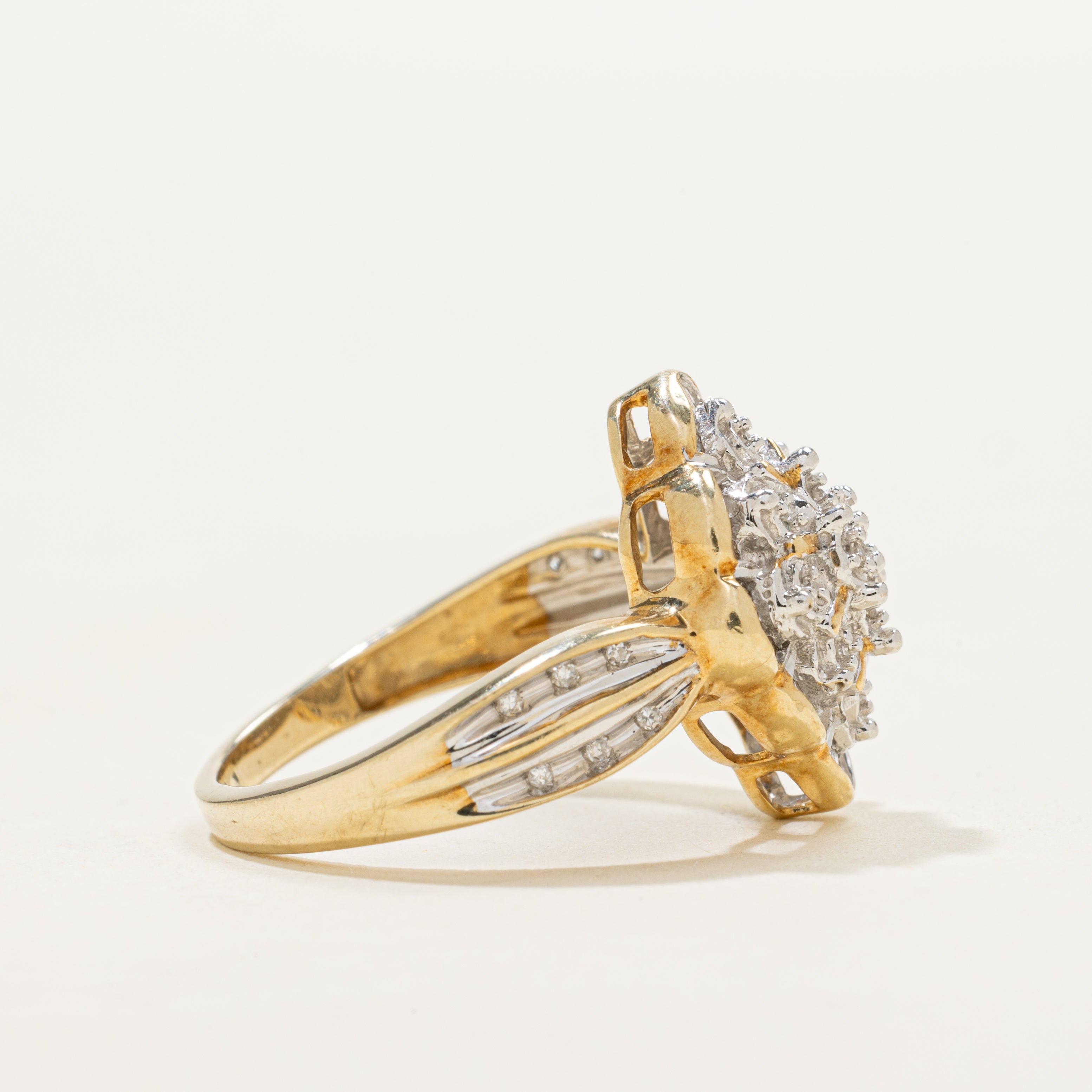 Bague festonnée sertie de diamants en grappe | 0,10 ct | Taille 7