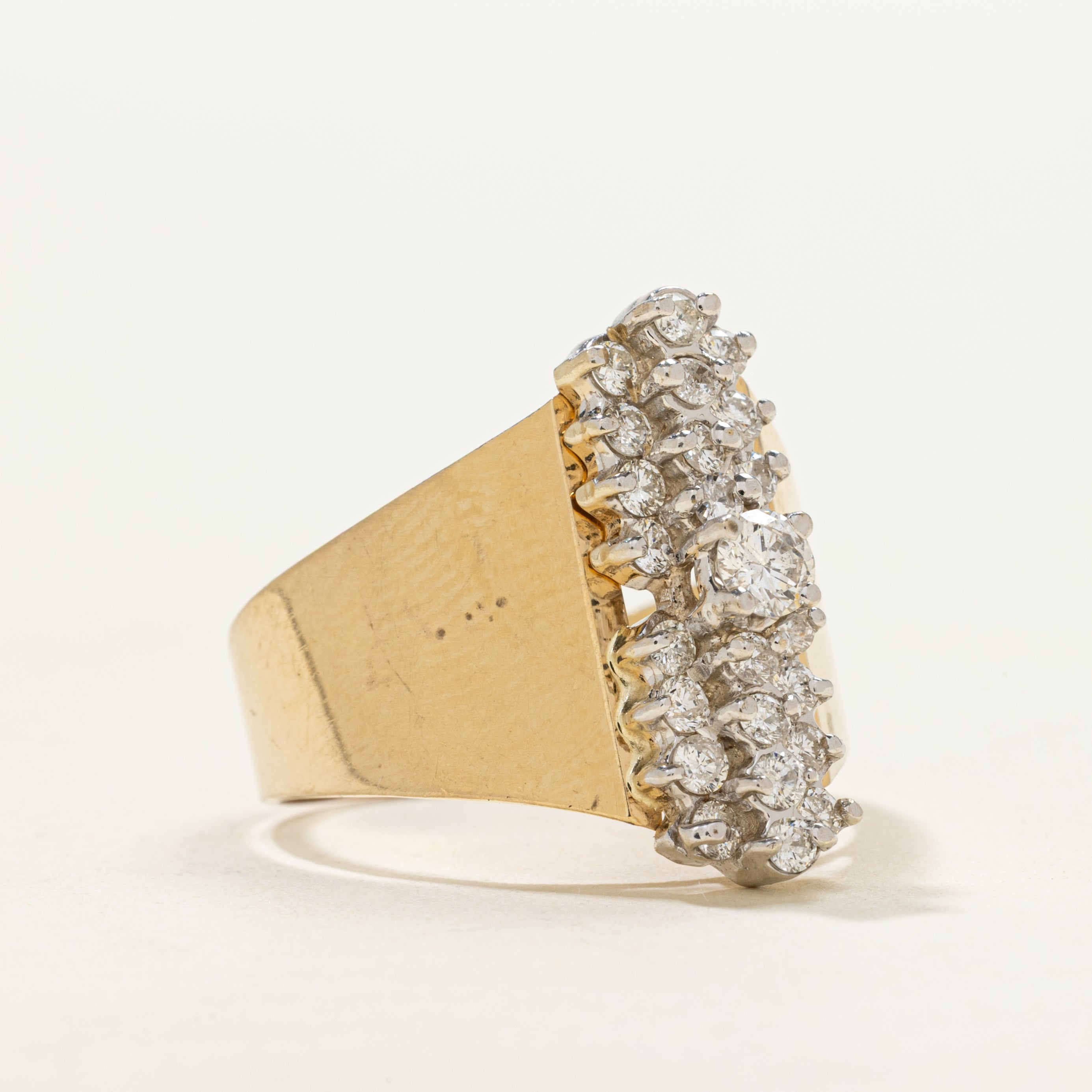 Yellow Gold Diamond Column Cluster Ring | 0.61ctw | SZ 6.75