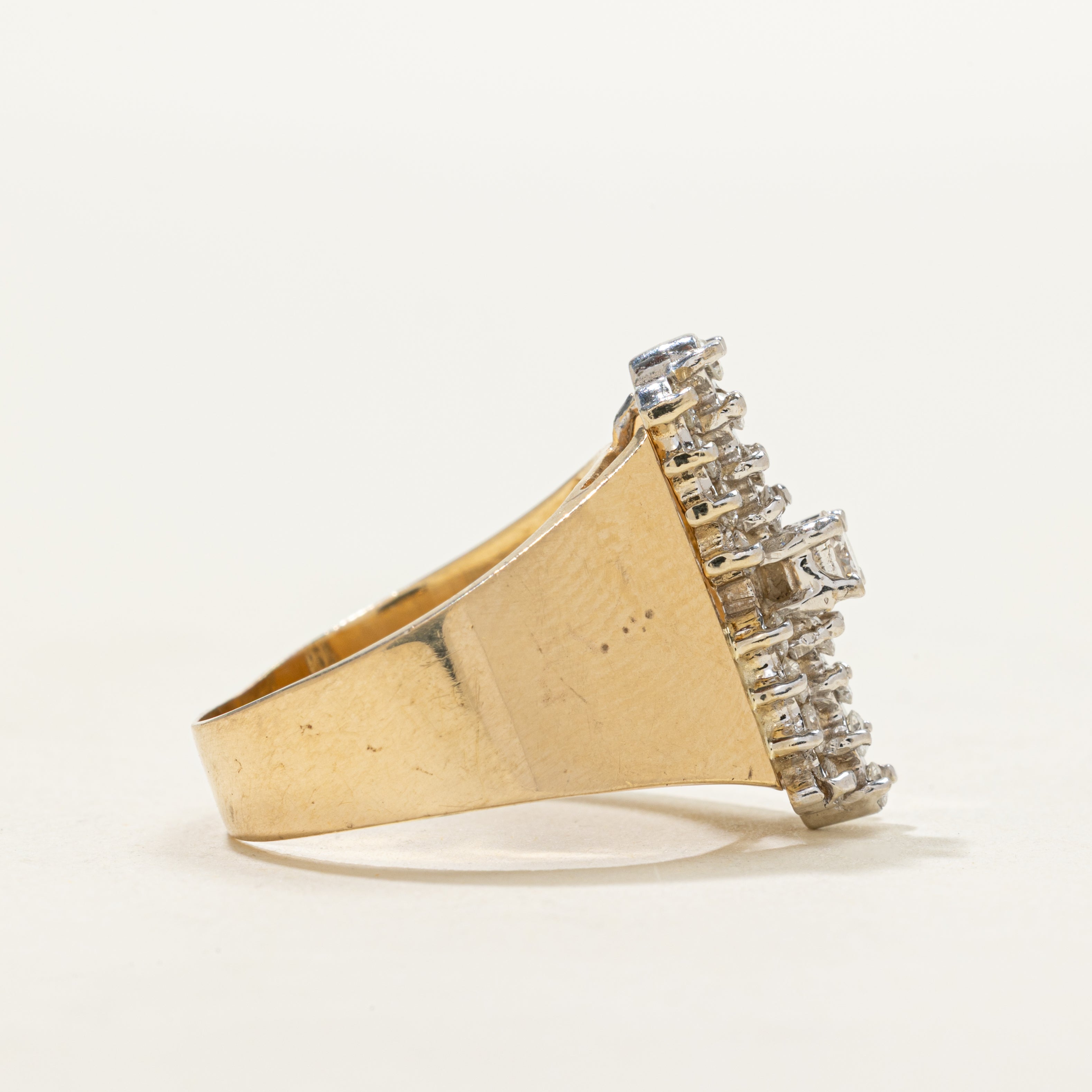 Yellow Gold Diamond Column Cluster Ring | 0.61ctw | SZ 6.75