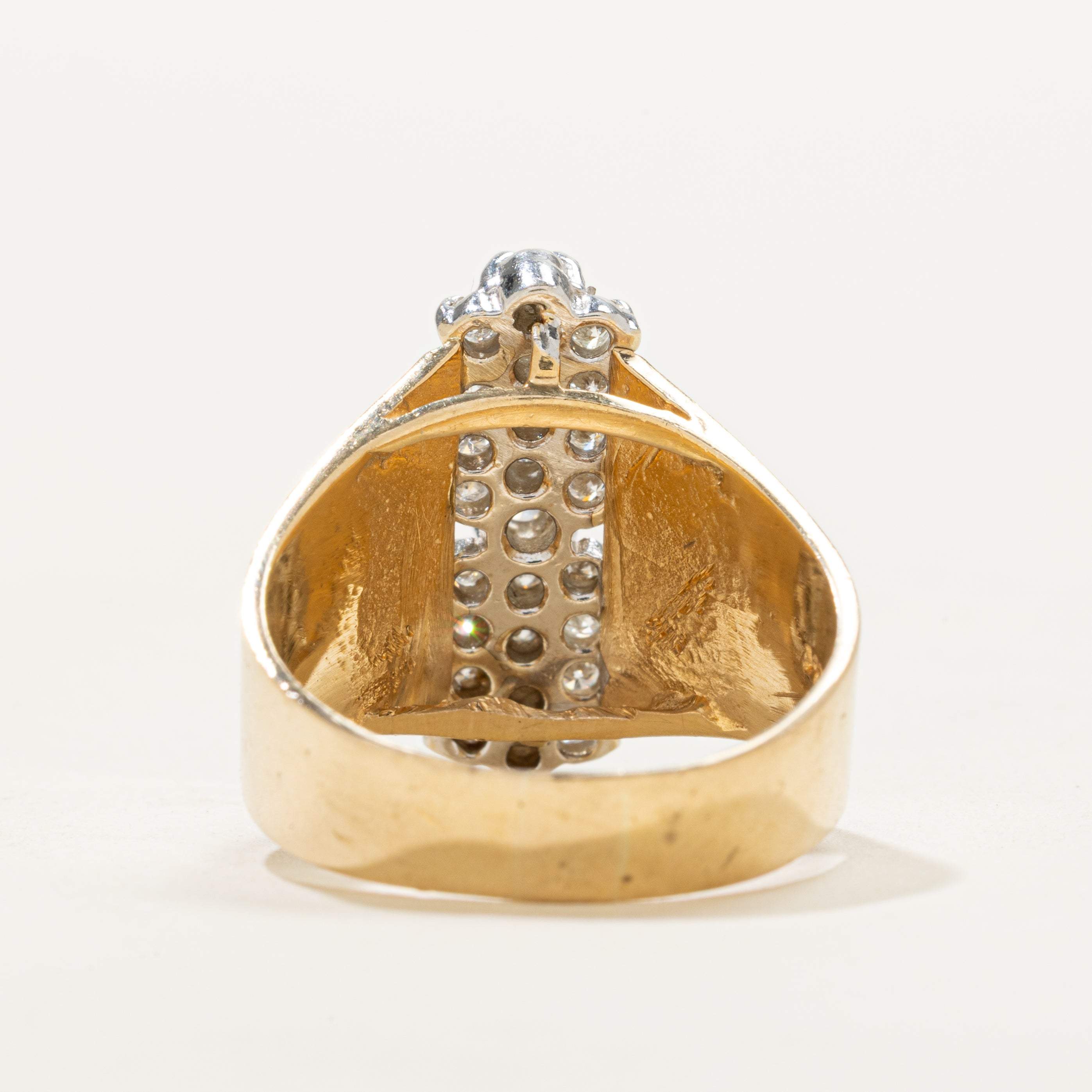 Yellow Gold Diamond Column Cluster Ring | 0.61ctw | SZ 6.75