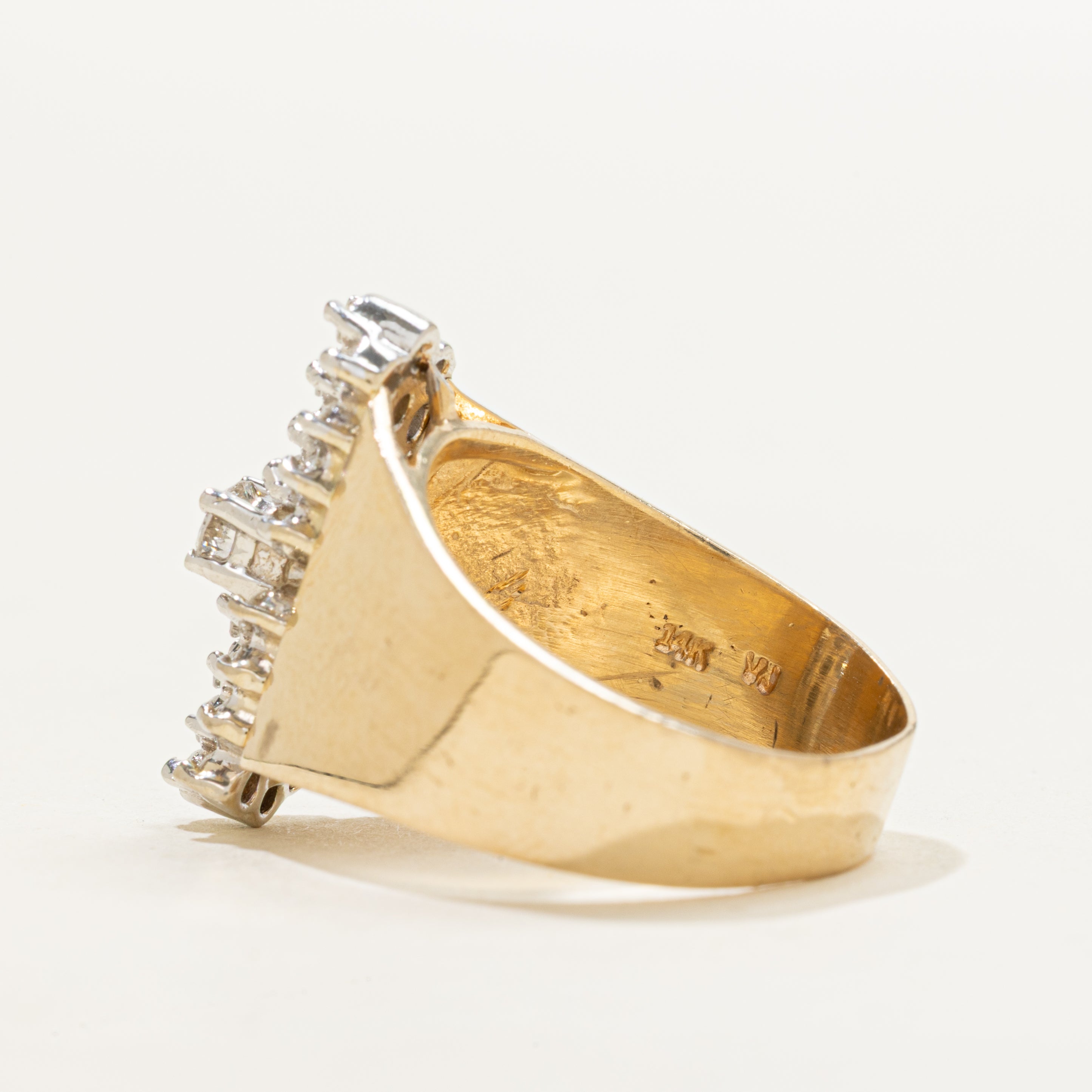 Yellow Gold Diamond Column Cluster Ring | 0.61ctw | SZ 6.75