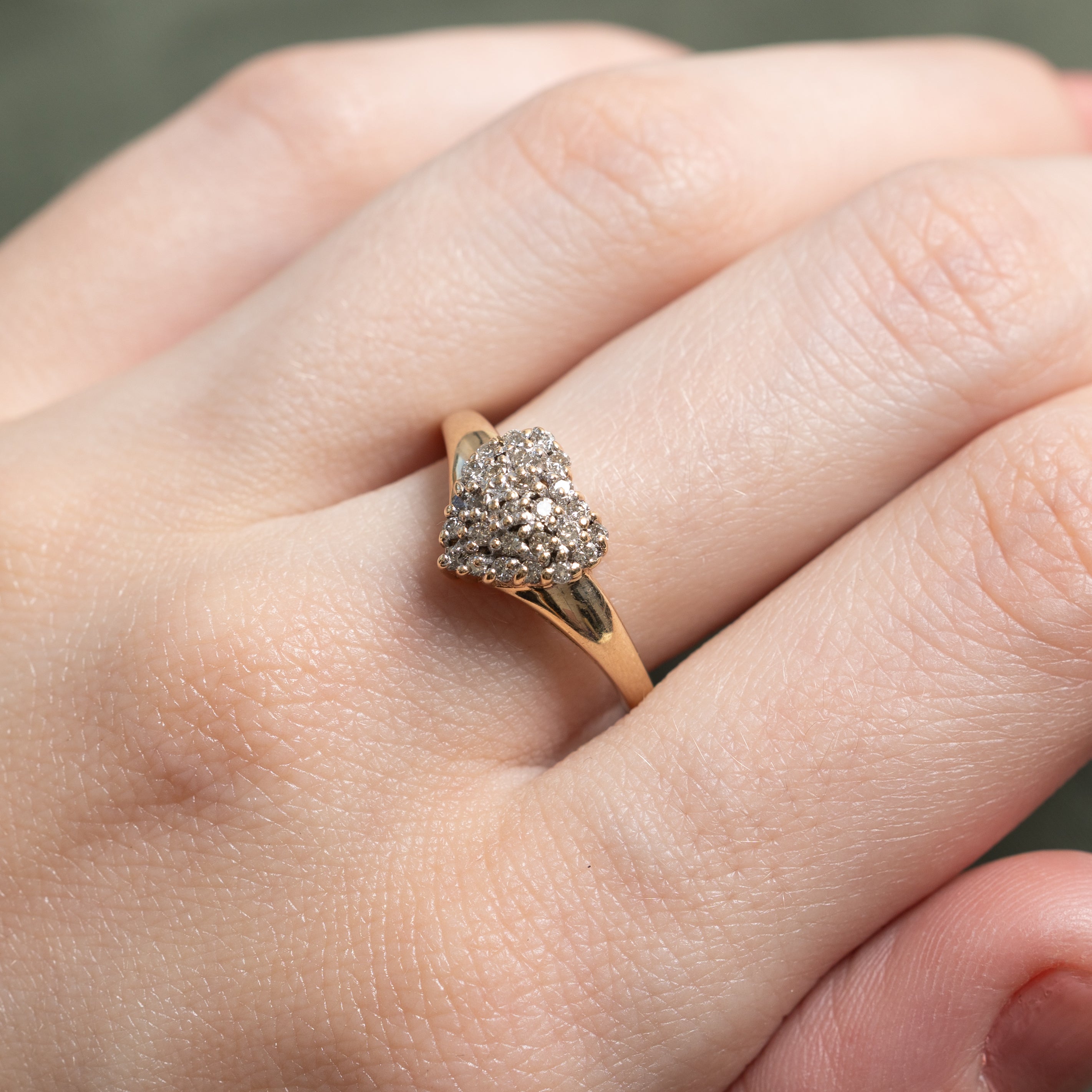 Sheffield Hallmarked Pave Set Diamond Cluster Heart Ring | 0.25ct | SZ 8.75