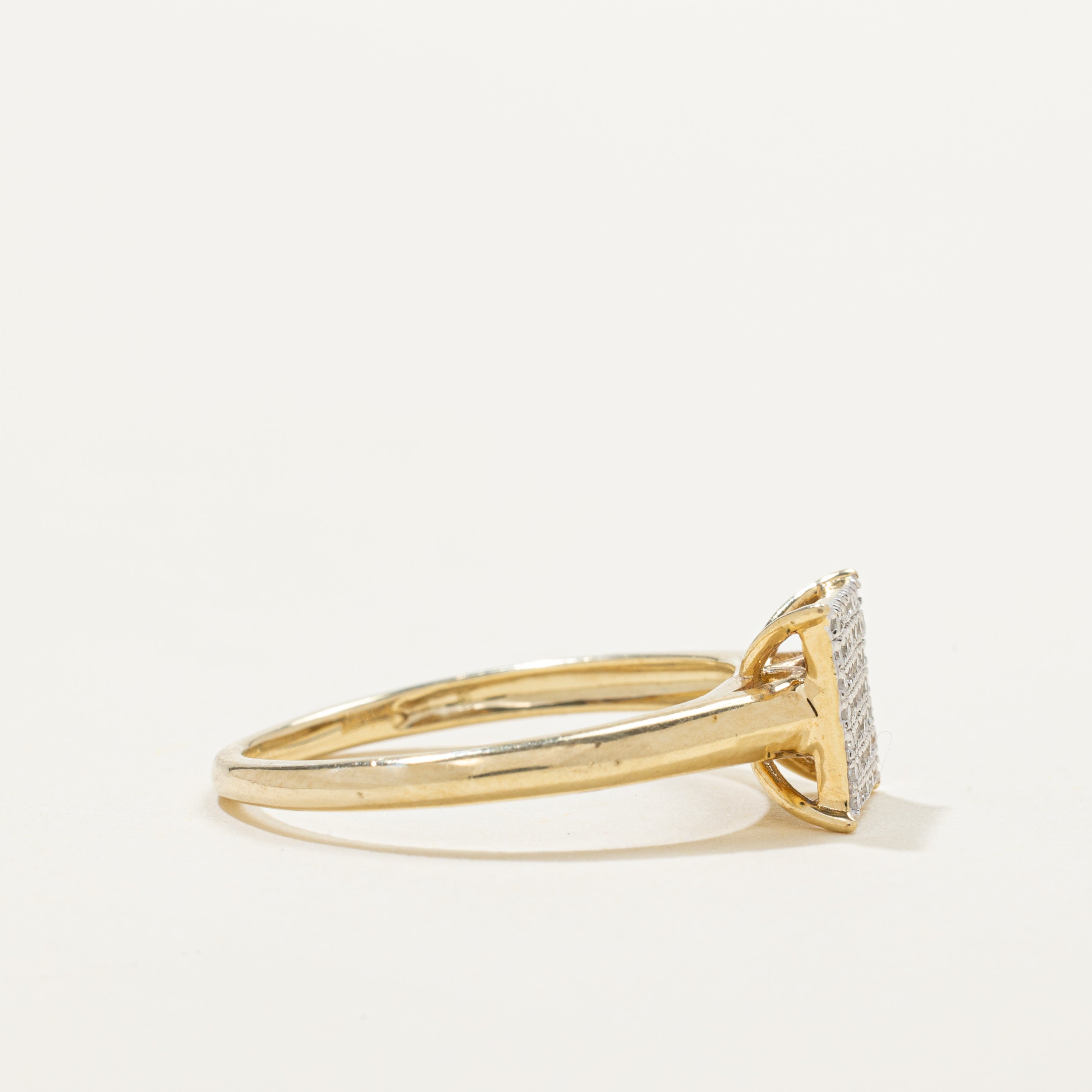 Yellow Gold Diamond Square Grid Ring | SZ 7